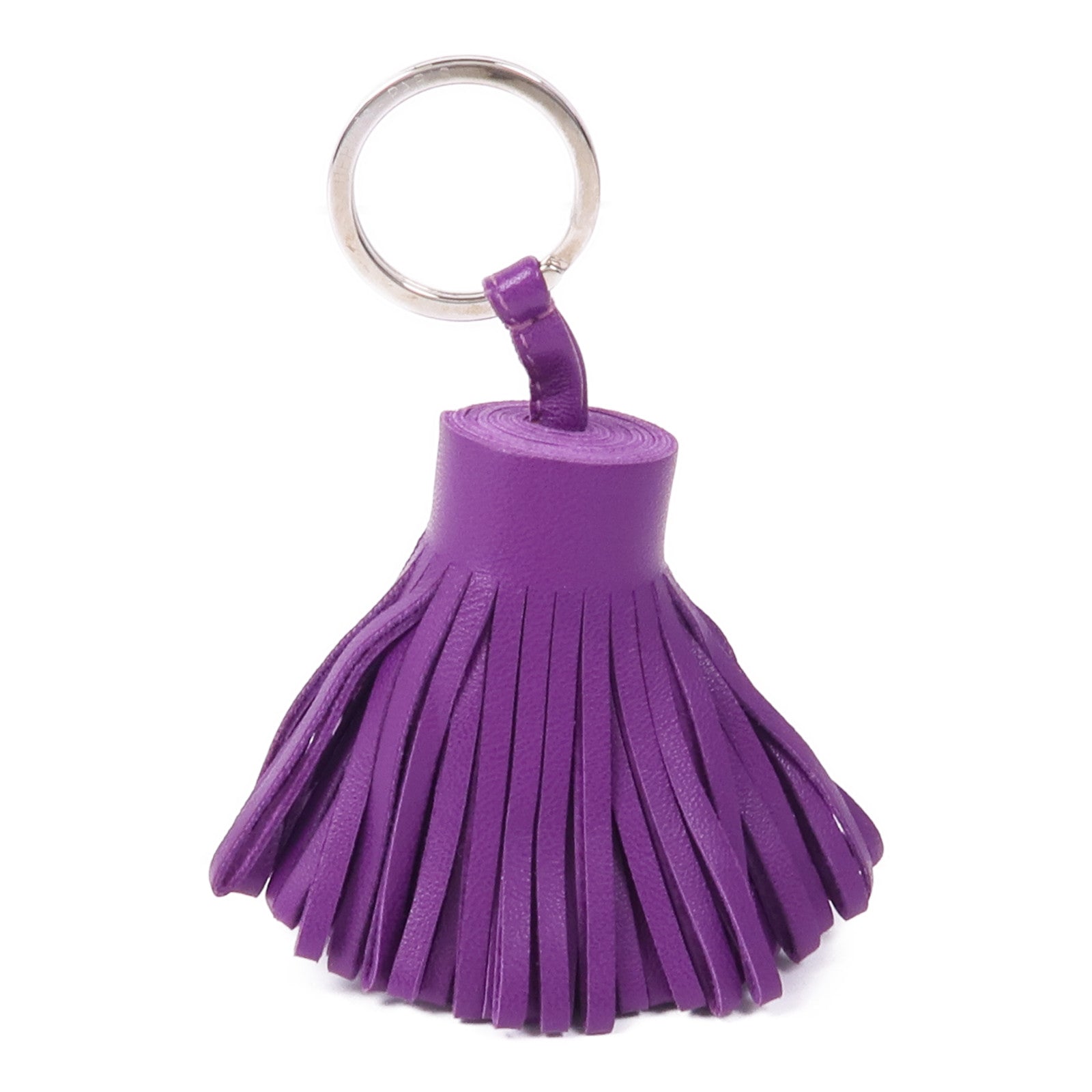 HERMES 【激減優惠】Milo皮革Carmen Key Ring銀扣鑰匙圈Violet
