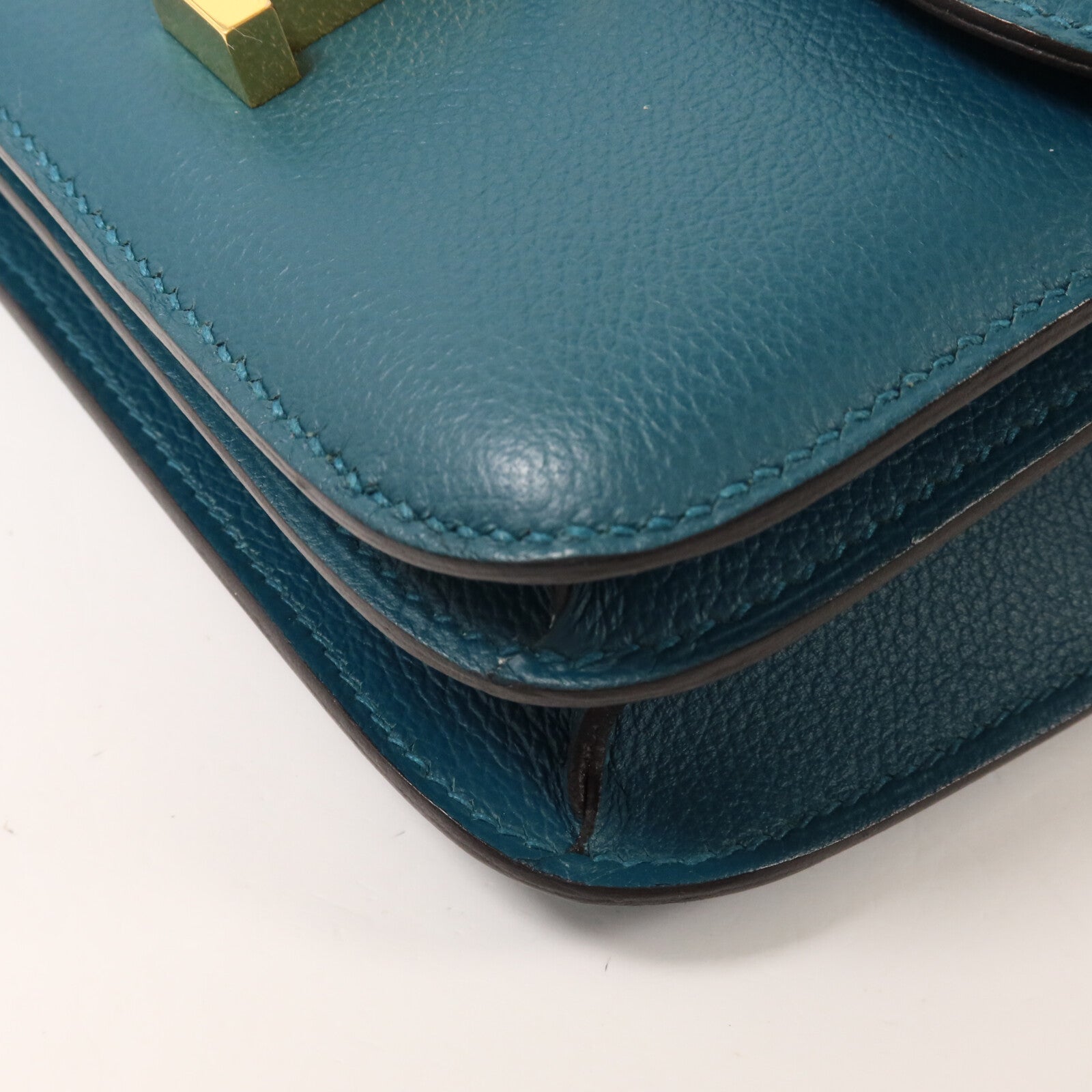 HERMES Evercolor皮革Constance Mini肩背袋Vert Bosphore
