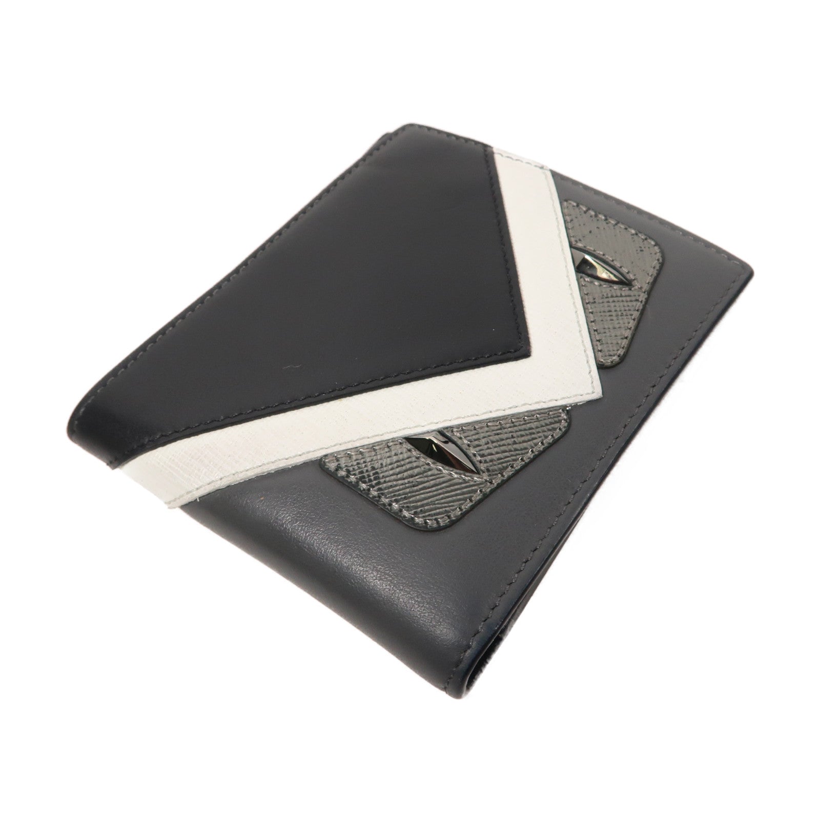 FENDI 【清倉大減價】牛皮皮革Short Fold Wallet折疊錢包黑色/灰色/白色