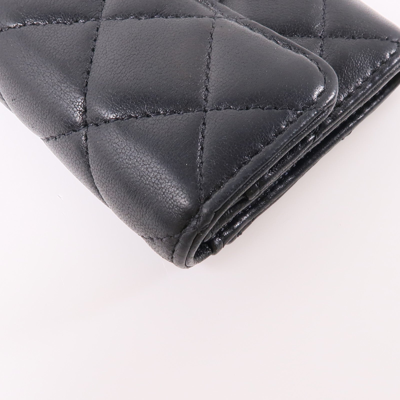 CHANEL 羊皮皮革Card Case金扣卡片套黑色