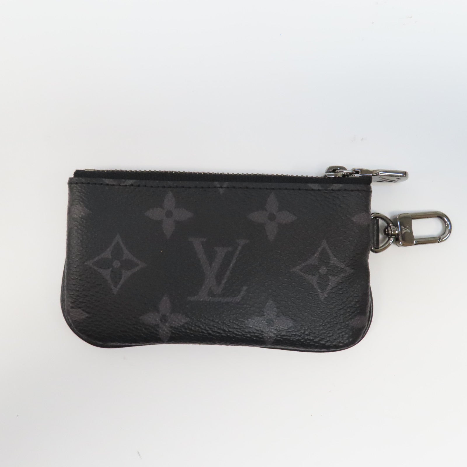 LOUIS VUITTON Monogram Eclipse Trio Messenger銀扣肩背袋黑色/灰色