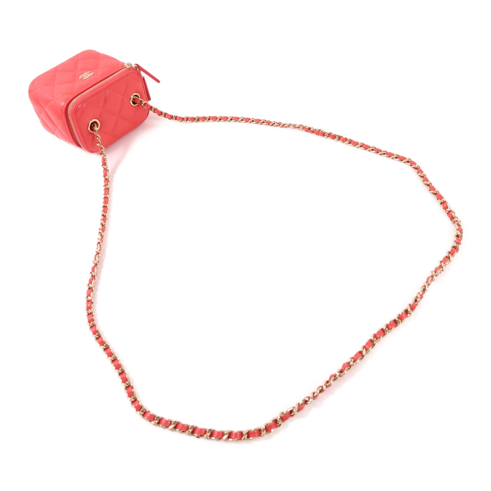 CHANEL 【激減優惠】牛皮皮革Vanity Case金扣鏈帶肩背袋