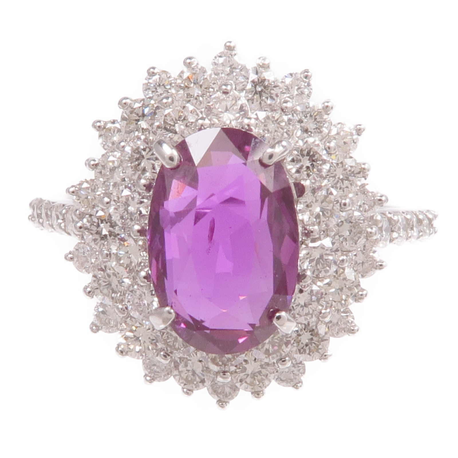 JEWELRY PT950鉑金Sapphire Diamond Ring紫色藍寶石/鑽石戒指US#5.75