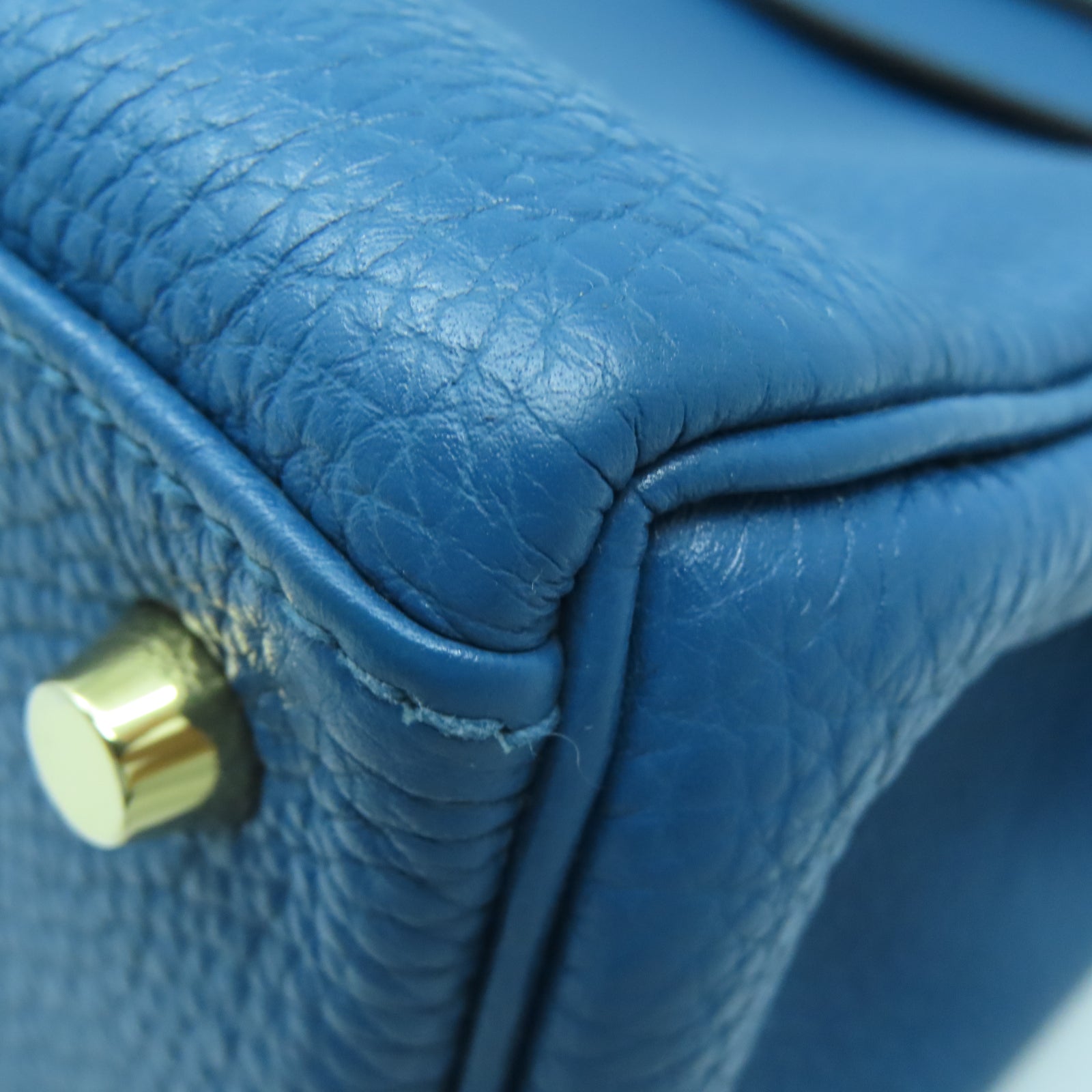 HERMES Togo皮革Kelly 28金扣手挽肩背兩用袋藍色