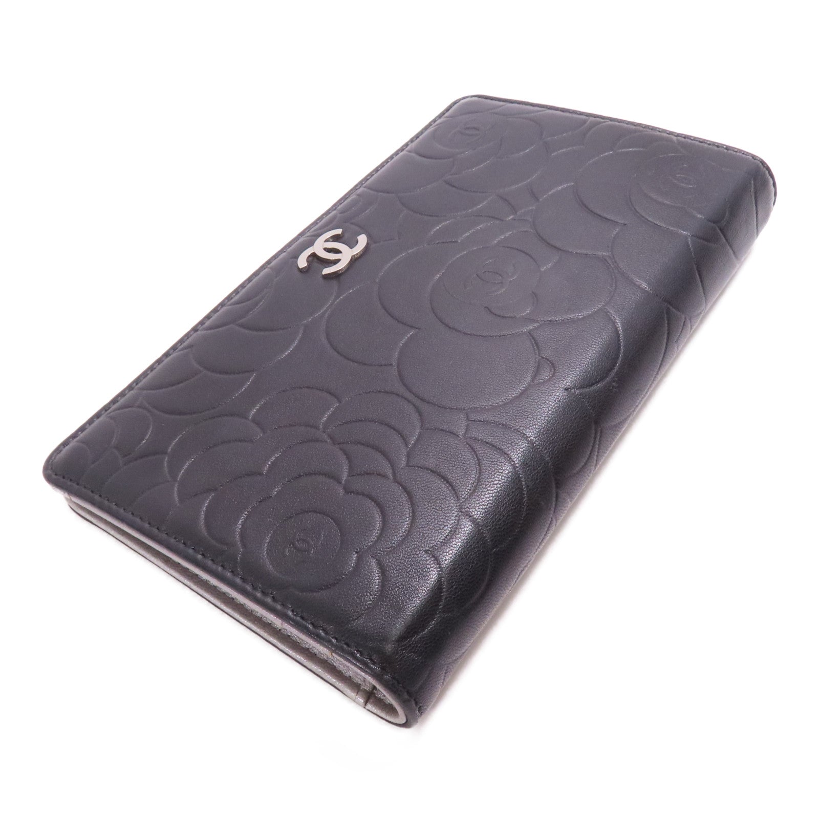 CHANEL 羊皮皮革Long Wallet銀扣錢包