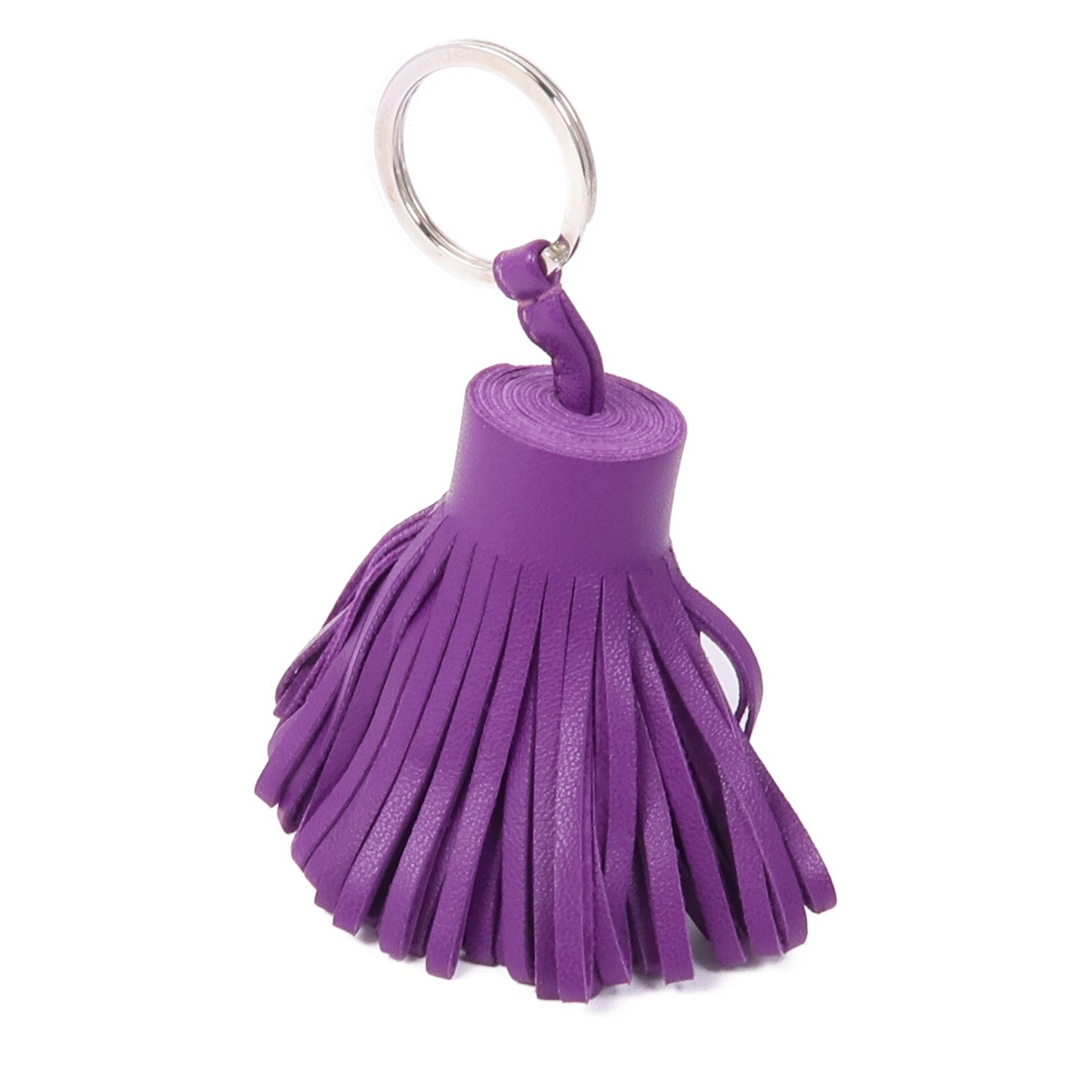 HERMES 【激減優惠】Milo皮革Carmen Key Ring銀扣鑰匙圈Violet