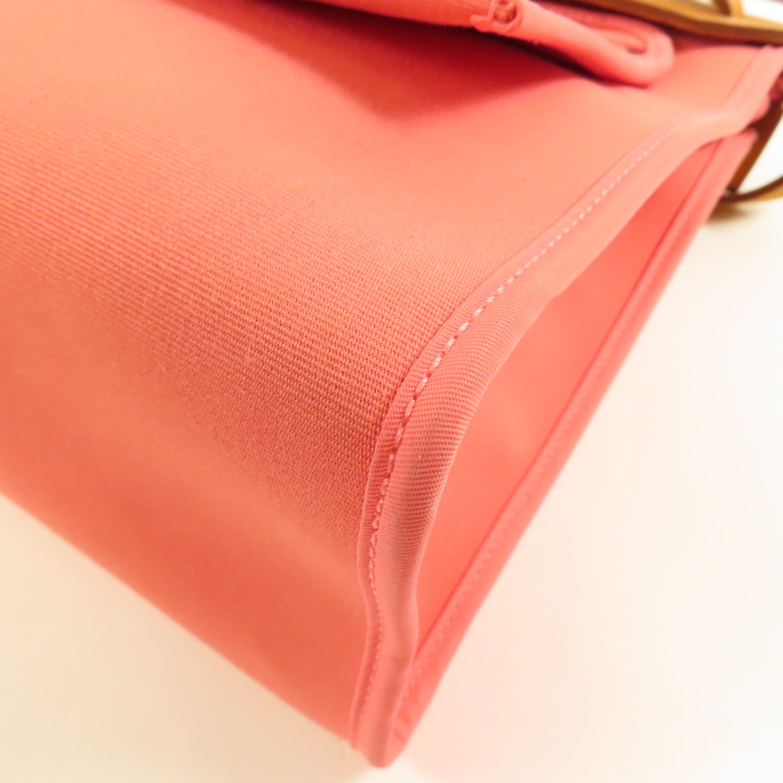 HERMES 帆布Herbag PM銀扣手挽肩背兩用袋Rose Azalee