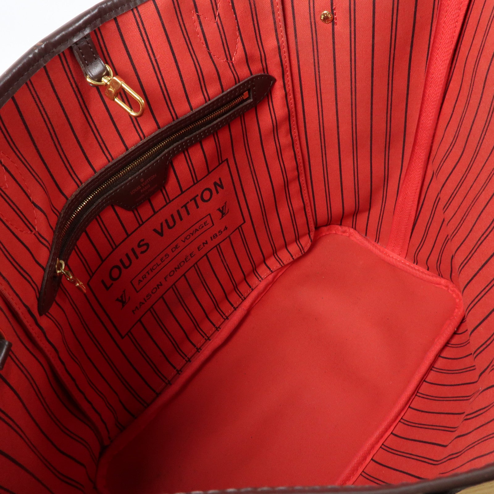 LOUIS VUITTON Damier Ebene Neverfull MM金扣手挽袋啡色