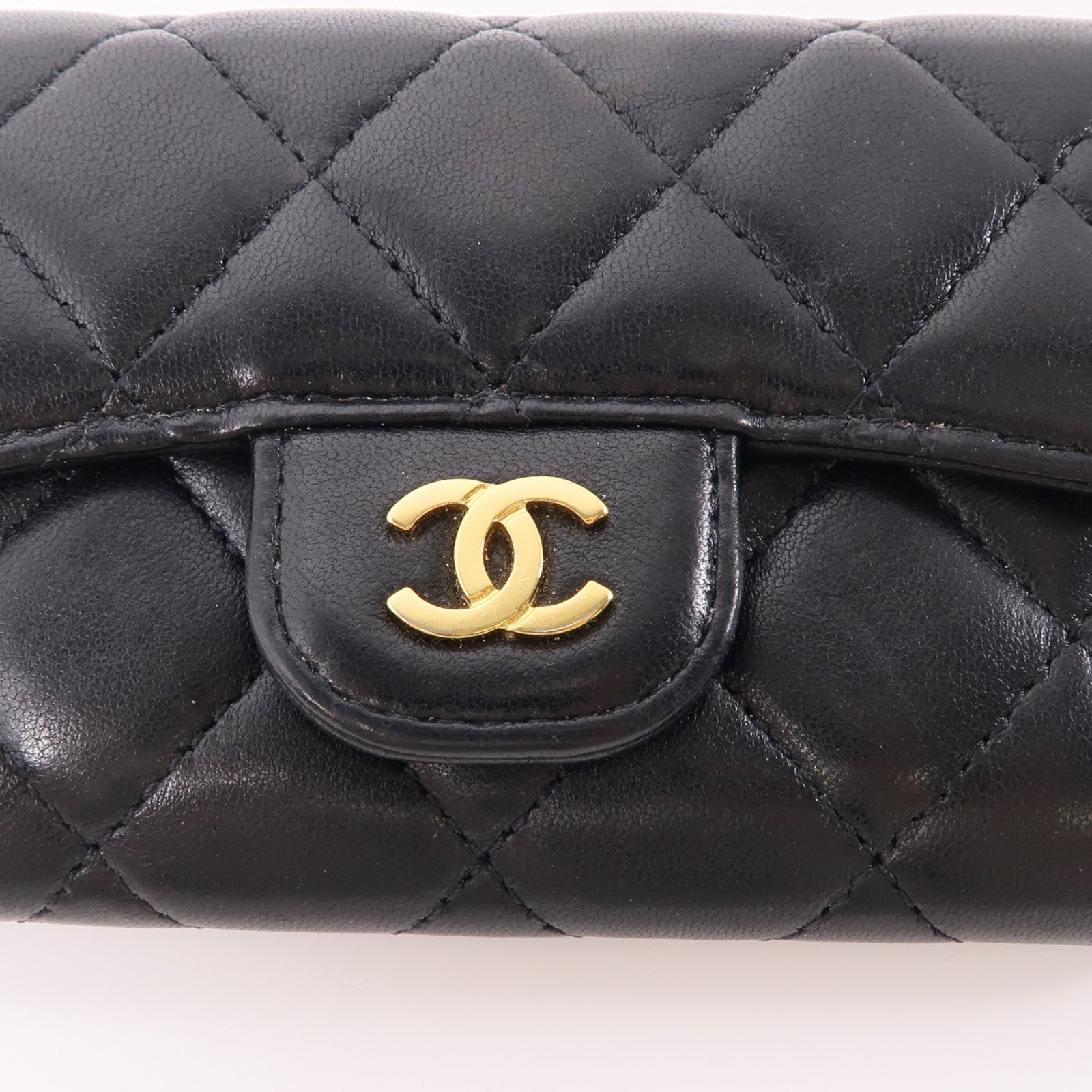 CHANEL 羊皮皮革Card Case金扣卡片套黑色