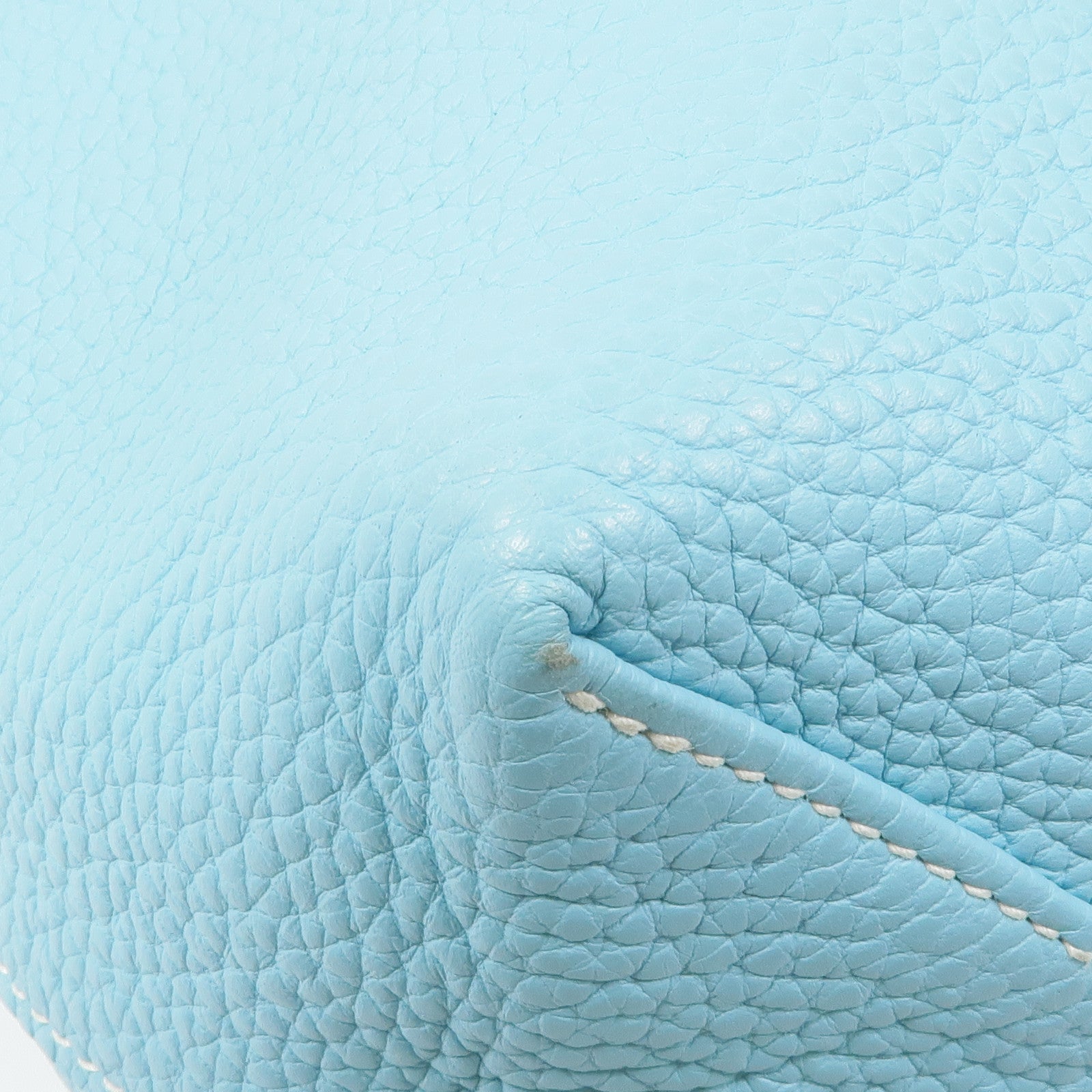 HERMES Double Sens 35 Handbag Clemence Leather Bleu Atoll/Blue Jean