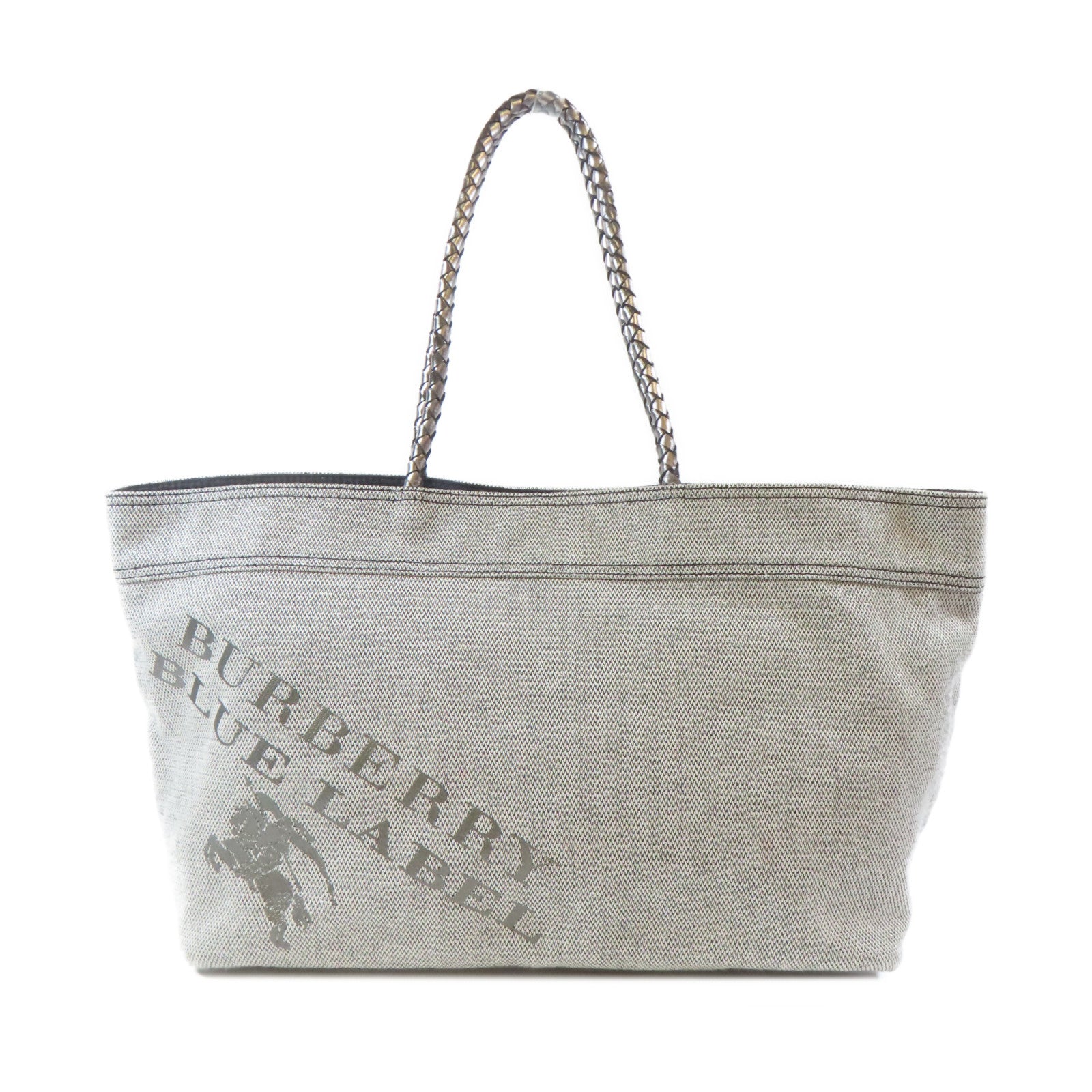BURBERRY BLUE LABEL 帆布Tote Bag銀扣手挽袋銀色