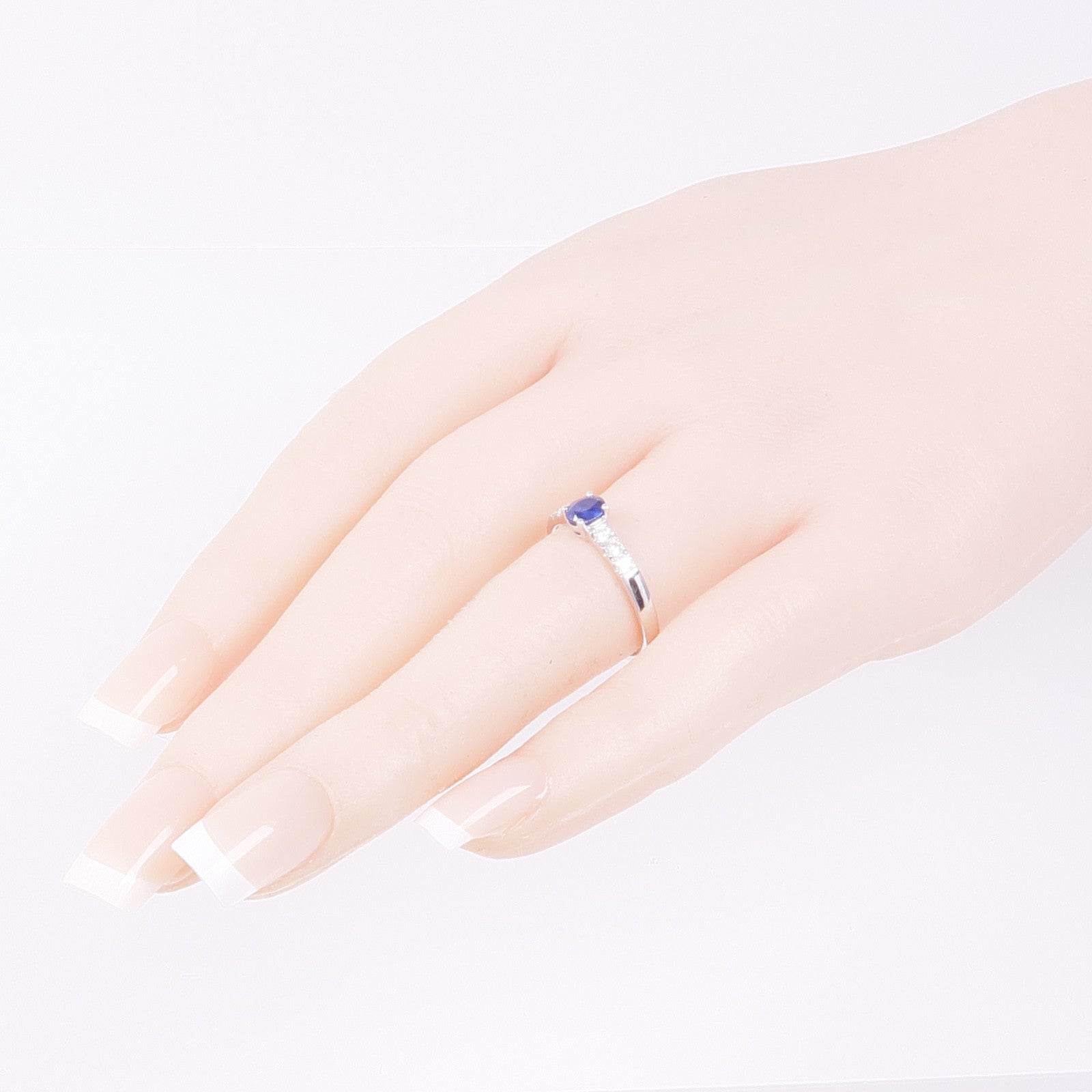 JEWELRY 18K白金Sapphire/Diamond藍寶石/鑽石戒指US#7.25