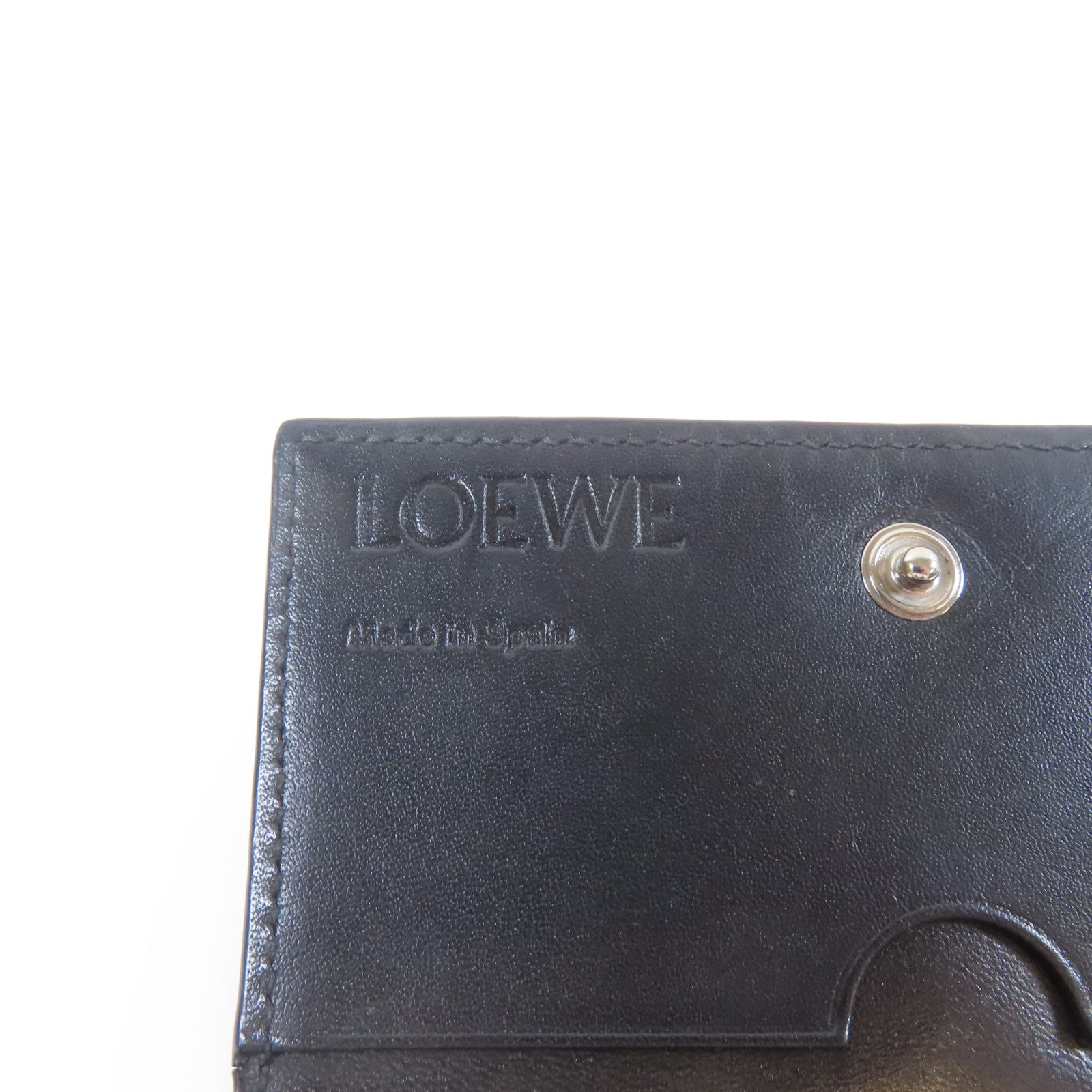 LOEWE 皮革Card Case銀扣卡片套黑色
