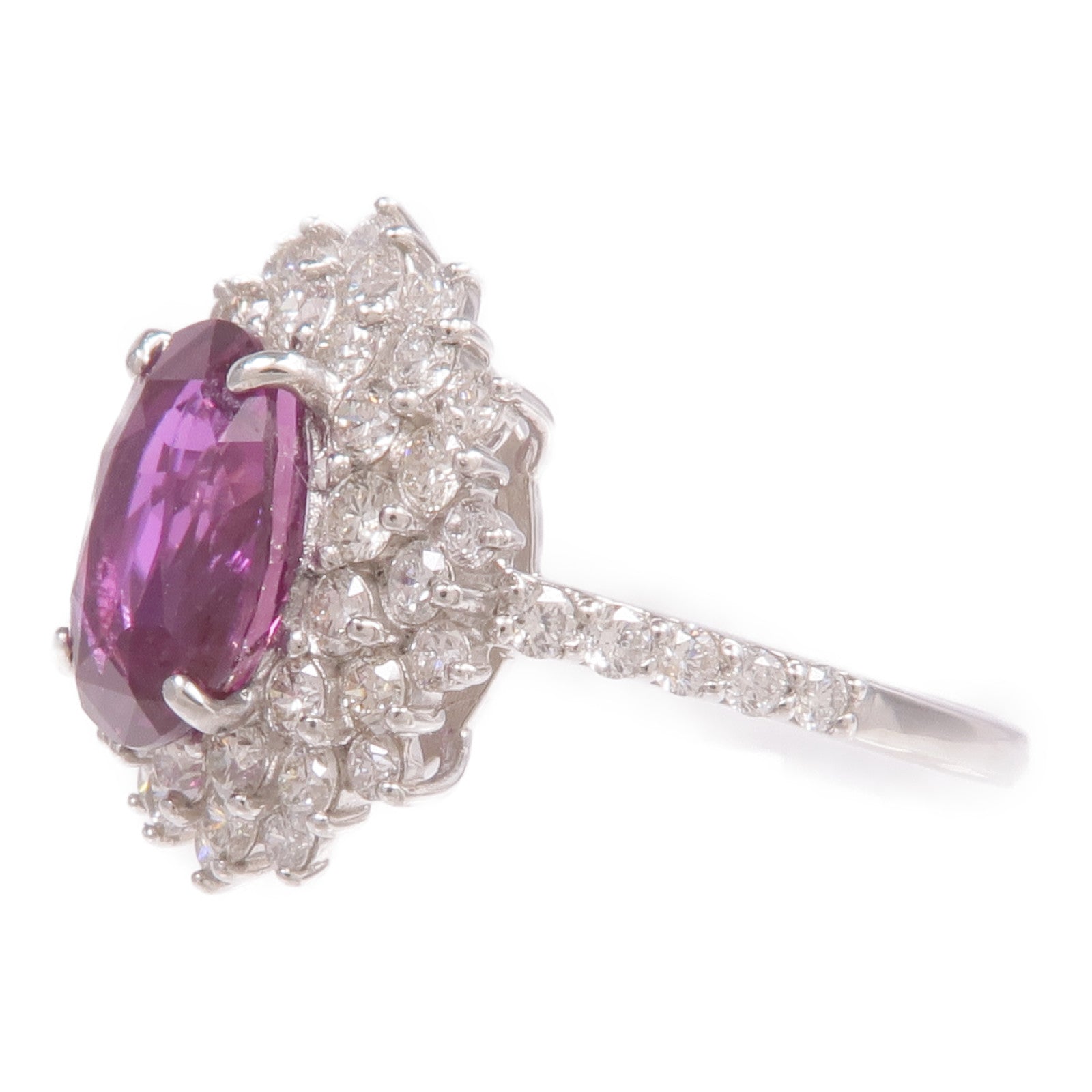JEWELRY PT950鉑金Sapphire Diamond Ring紫色藍寶石/鑽石戒指US#5.75