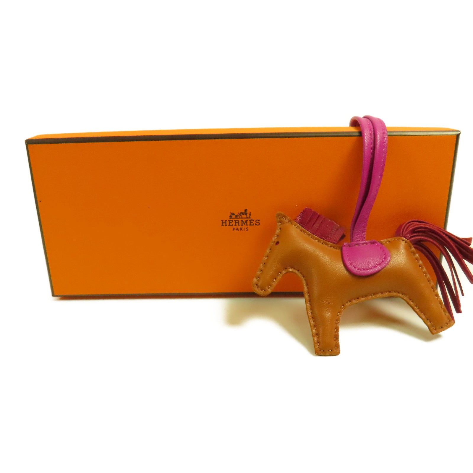 HERMES Swift皮革Rodeo PM掛飾Brown/Purple