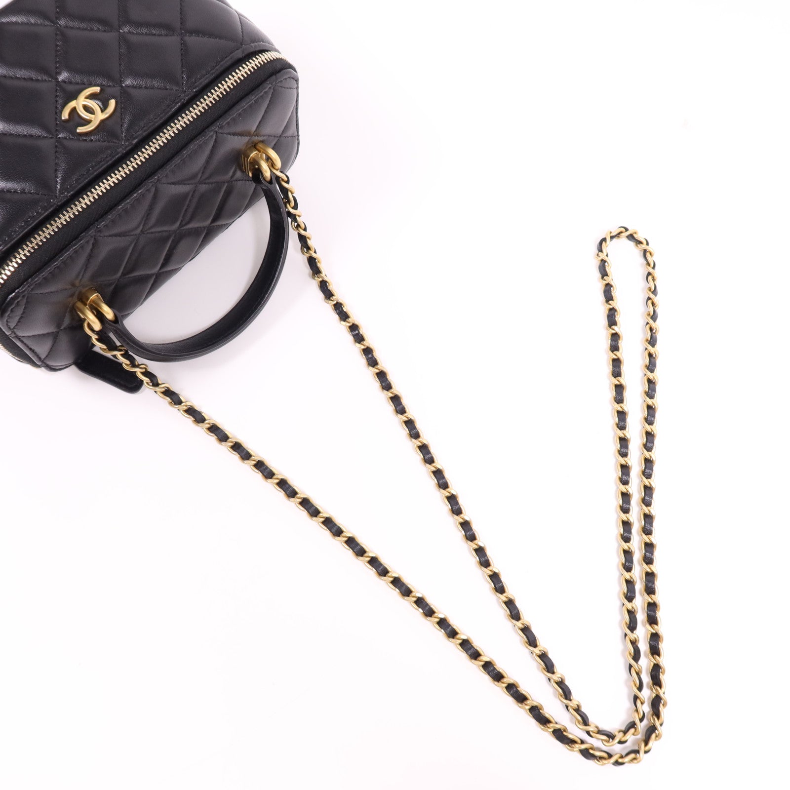 CHANEL 羊皮皮革Vanity Case金扣鏈帶肩背袋