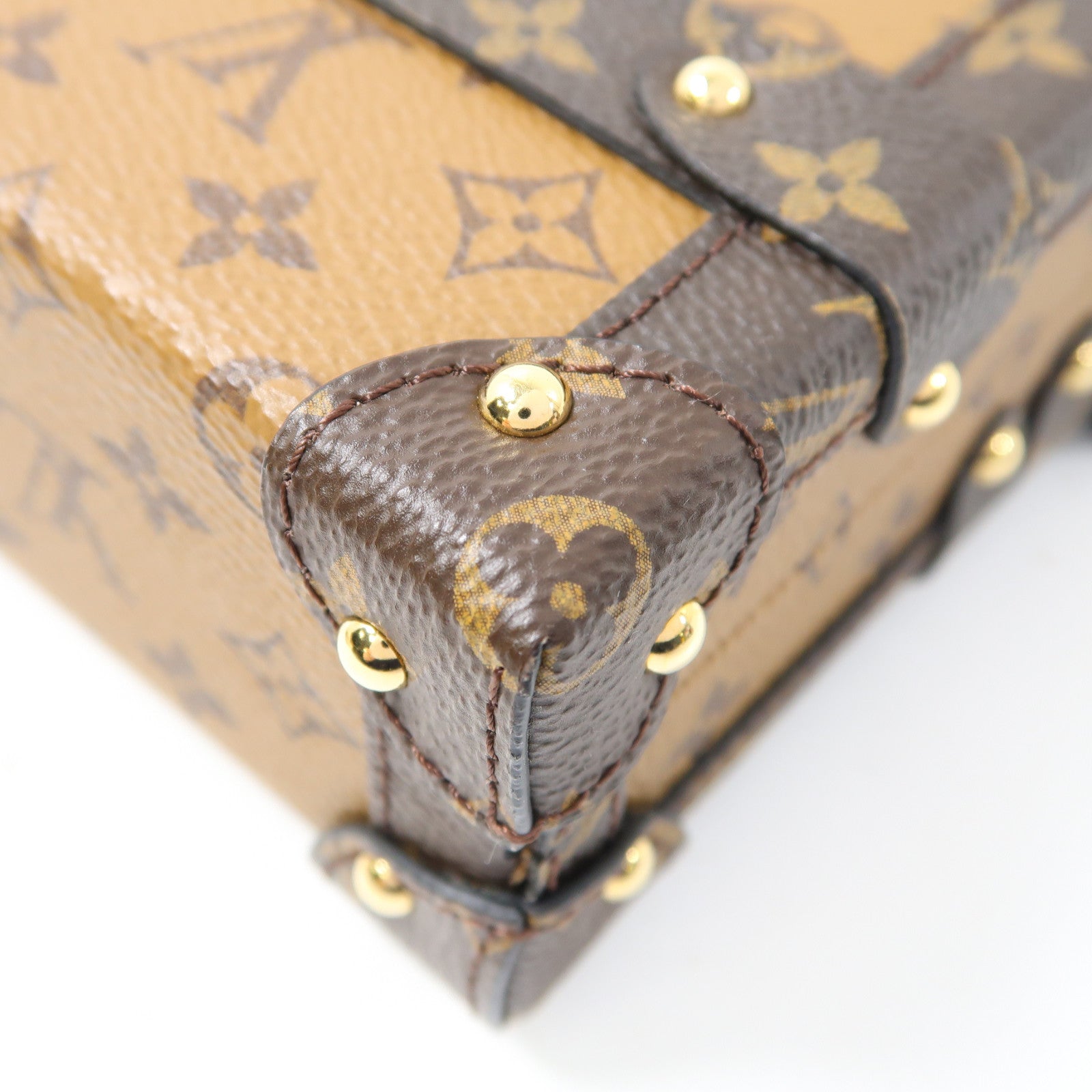 LOUIS VUITTON Monogram Reverse Petite Malle金扣肩背袋棕色