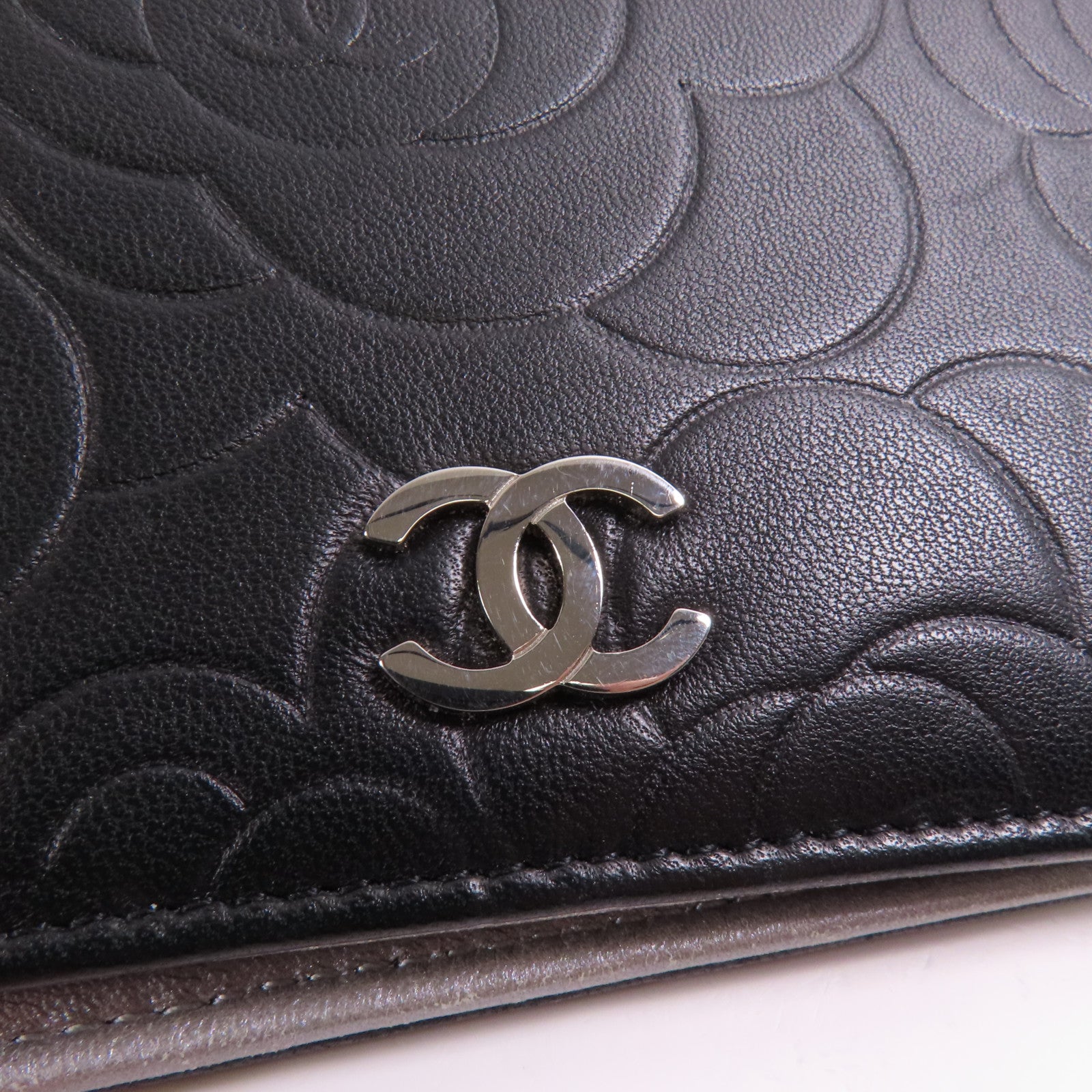 CHANEL 羊皮皮革Long Wallet銀扣錢包