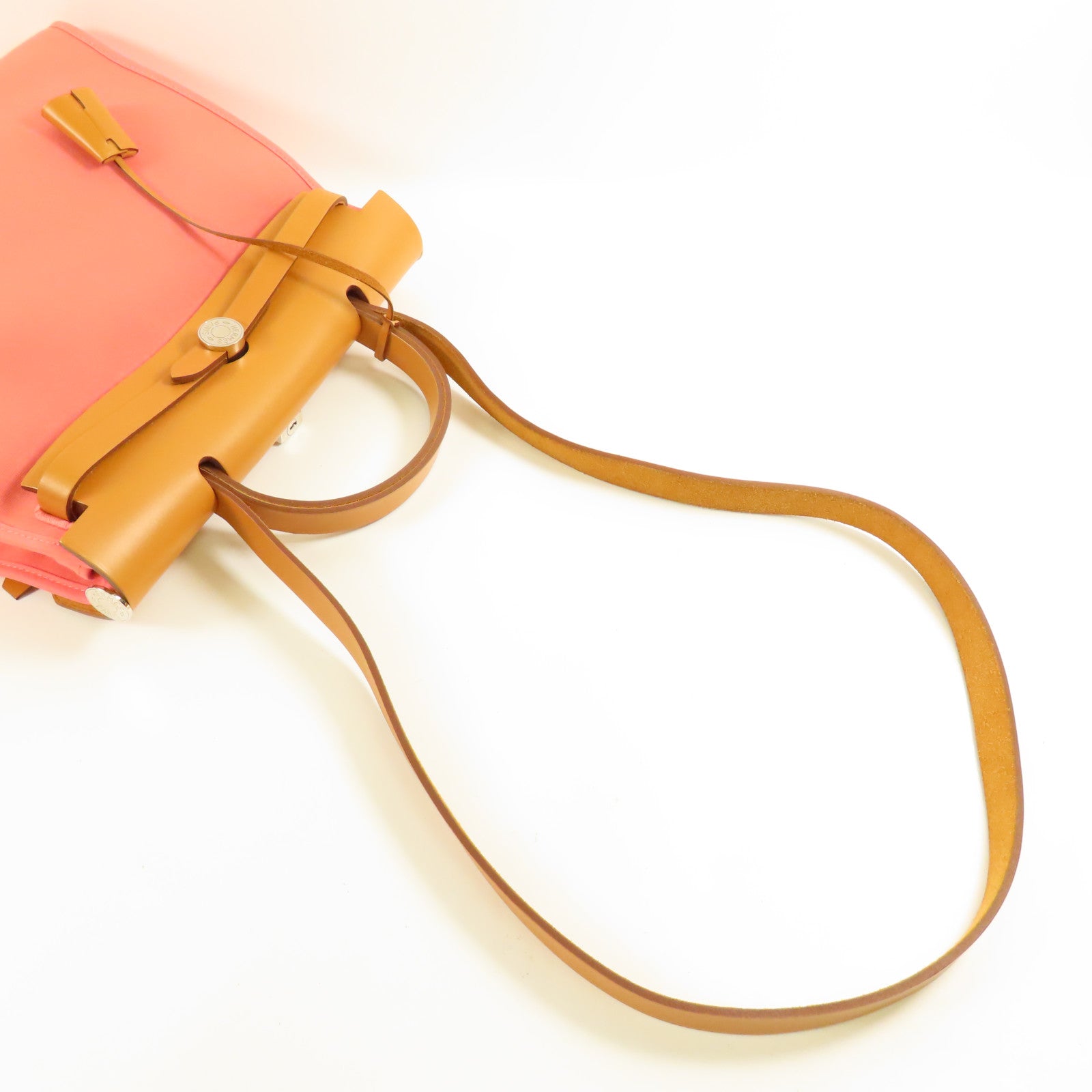 HERMES 【激減優惠】帆布Herbag PM銀扣手挽肩背兩用袋Rose Azalee
