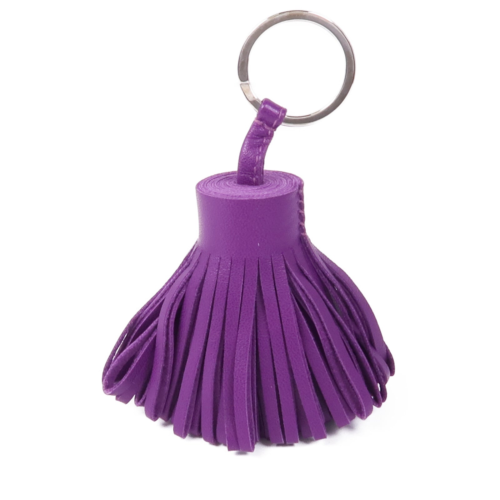HERMES 【激減優惠】Milo皮革Carmen Key Ring銀扣鑰匙圈Violet
