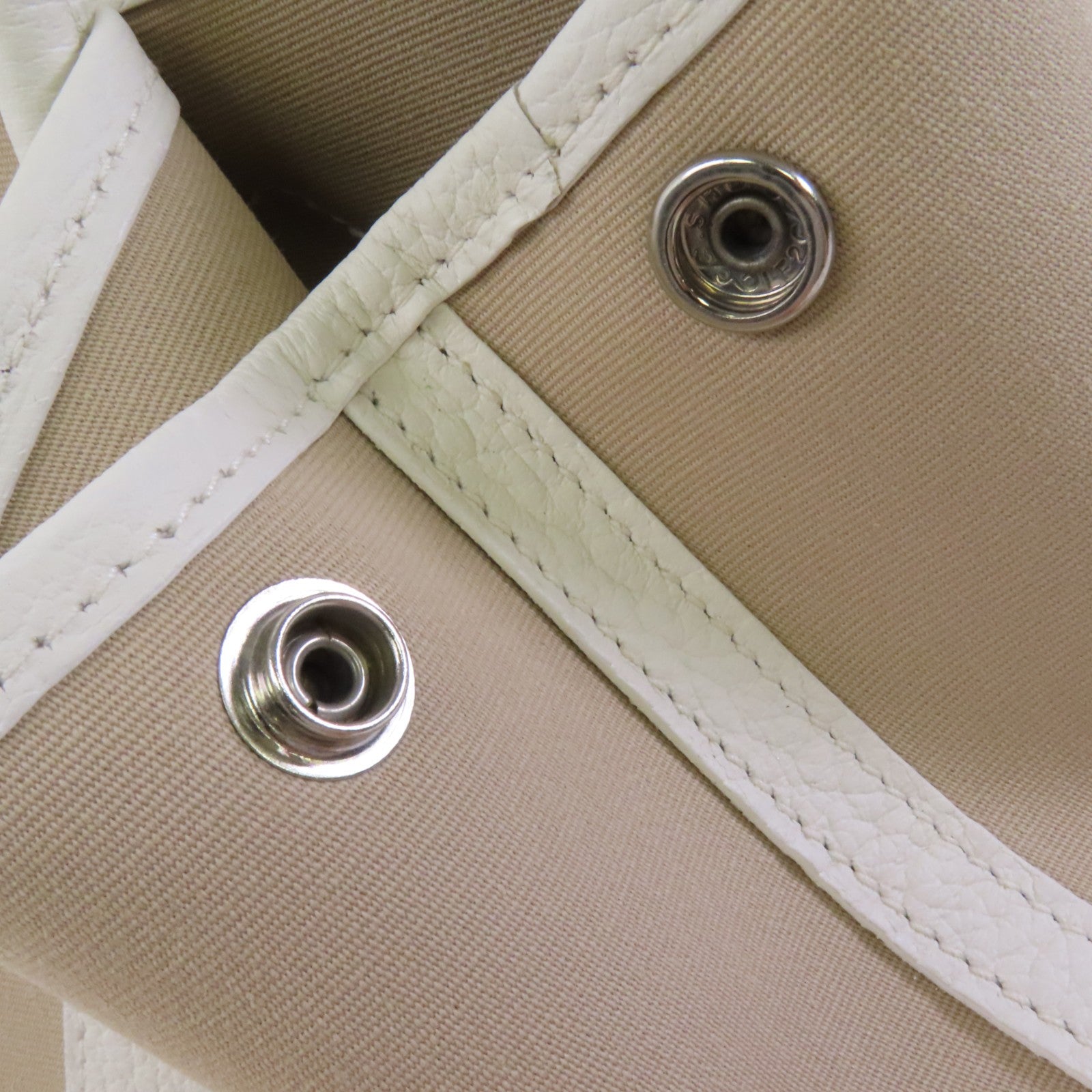 HERMES Negonda皮革/Canvas Garden Party TPM銀扣手挽袋