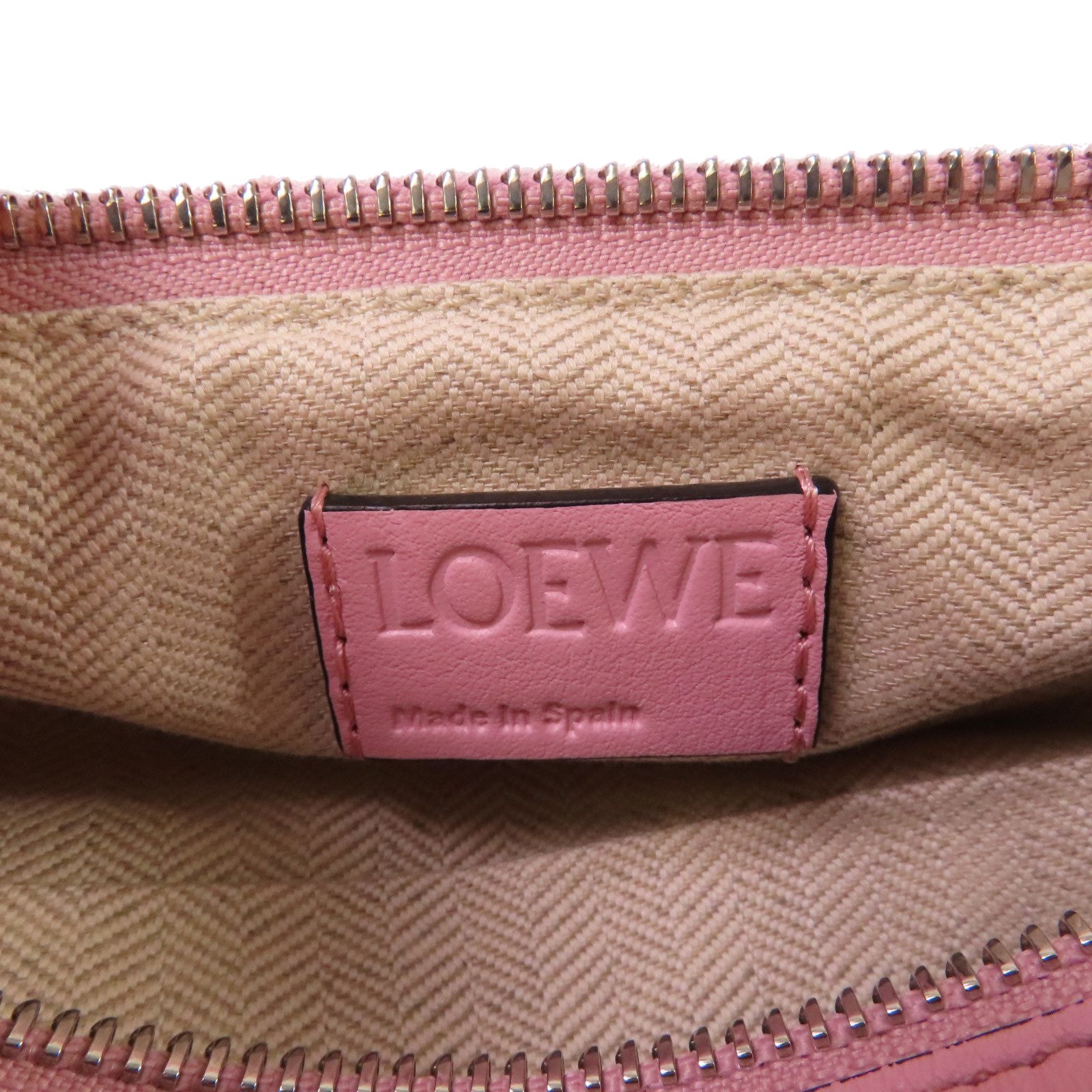 LOEWE 牛皮皮革Small Puzzle 2Way Shoulder Bag銀扣手挽肩背兩用袋粉紅色