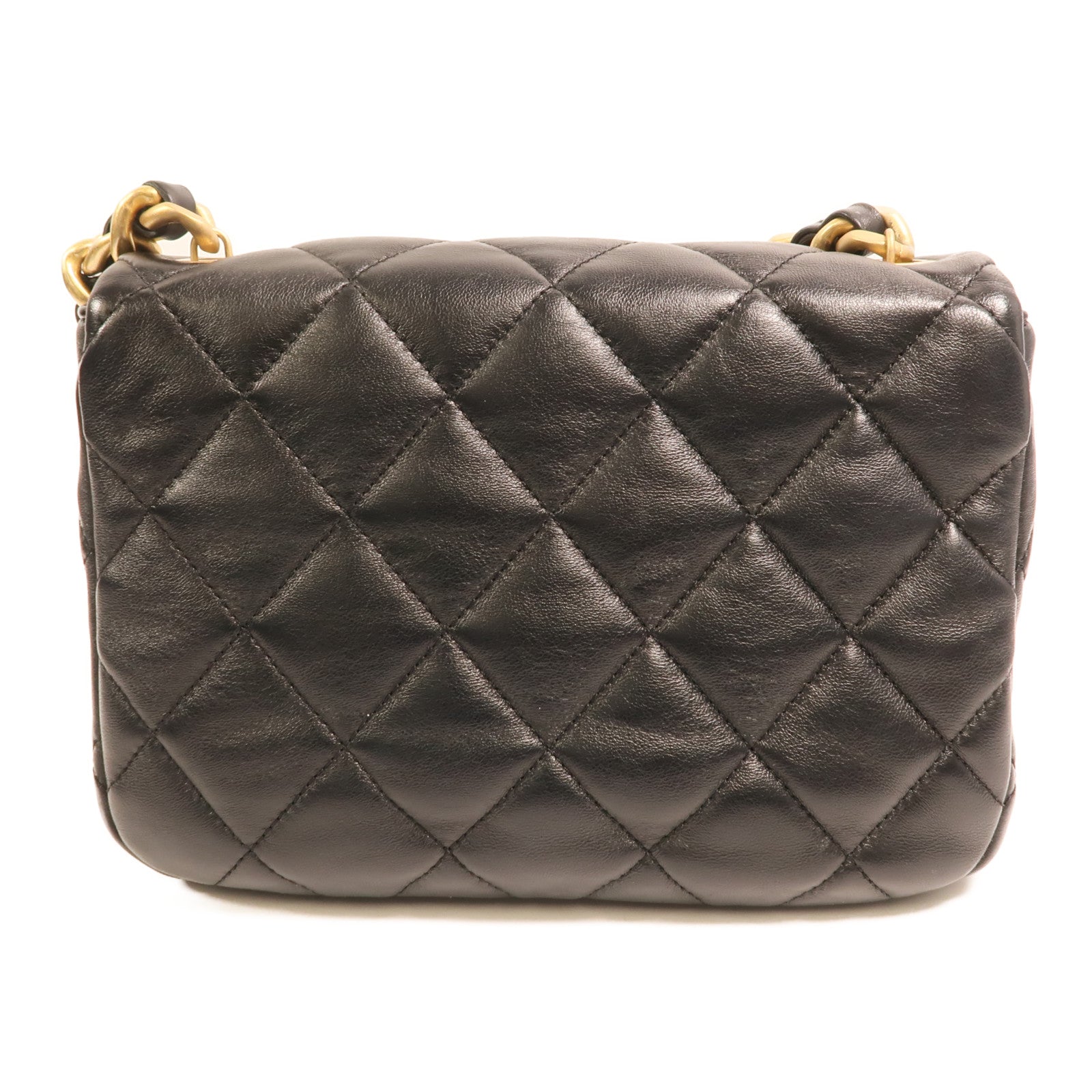 CHANEL 羊皮皮革Flap Bag金扣鏈帶肩背袋