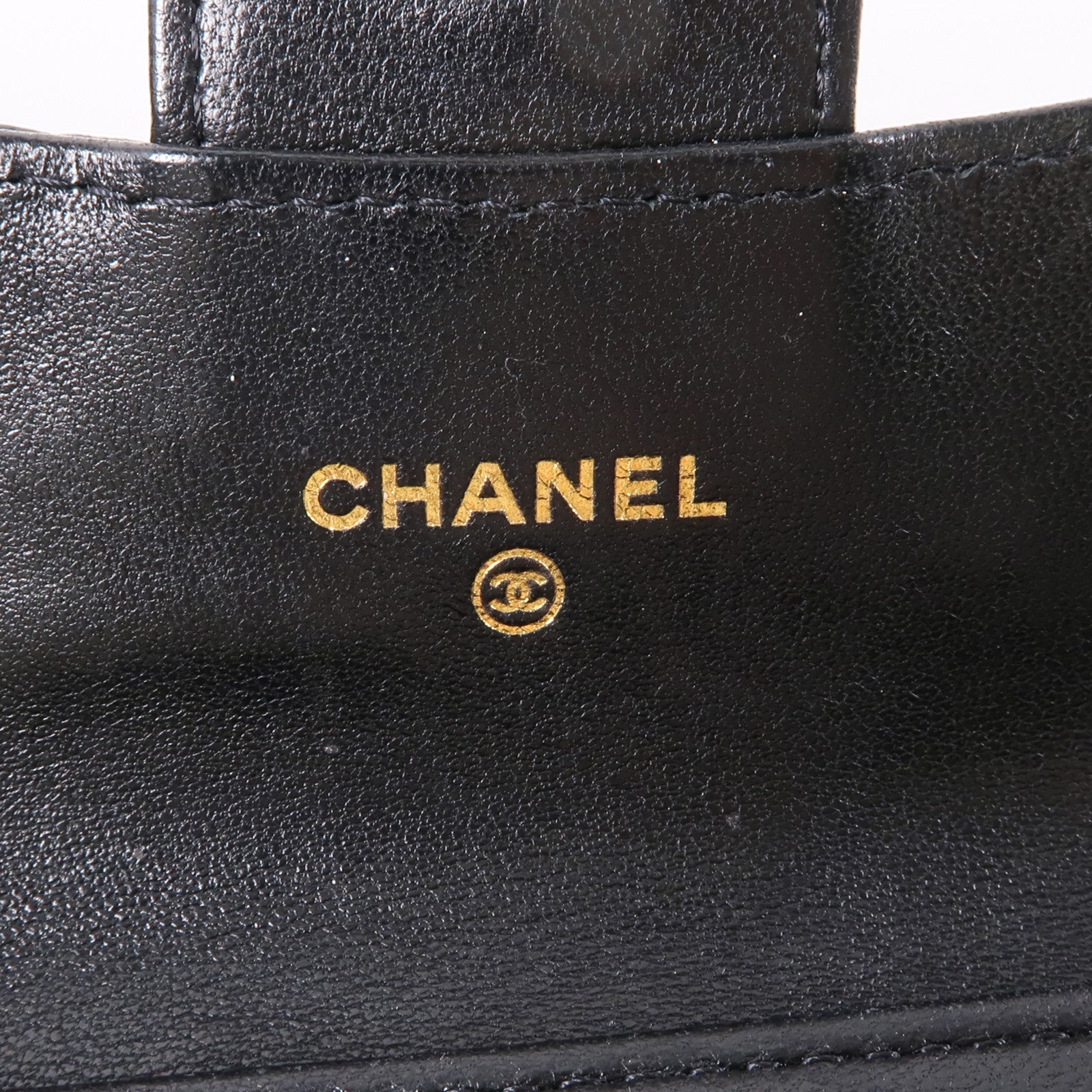 CHANEL 羊皮皮革Card Case金扣卡片套黑色