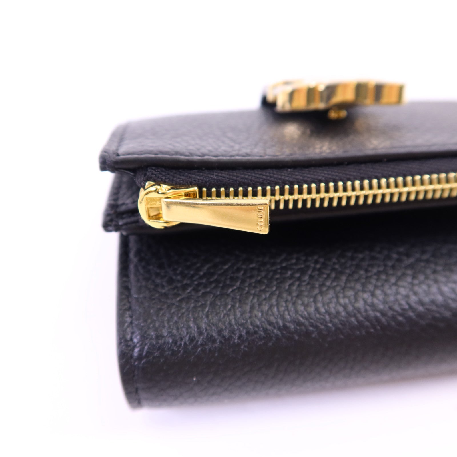 CELINE 牛皮皮革Fine Strap Wallet金扣錢包