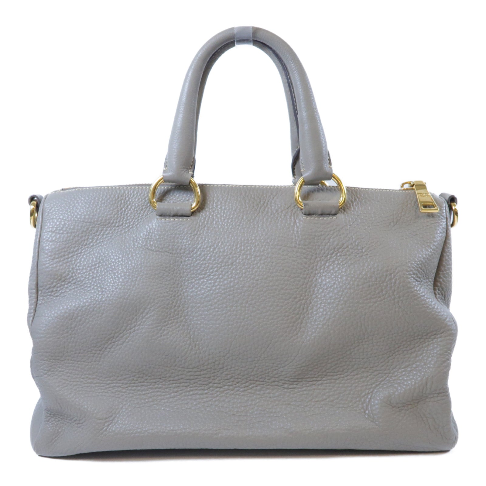 PRADA 【激減優惠】牛皮皮革2 Way Shoulder Bag金扣手挽肩背兩用袋灰色