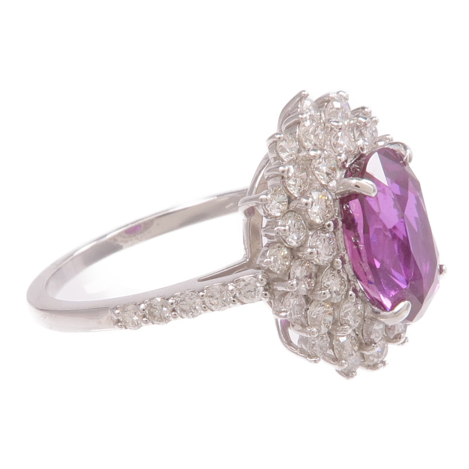 JEWELRY PT950鉑金Sapphire Diamond Ring紫色藍寶石/鑽石戒指US#5.75