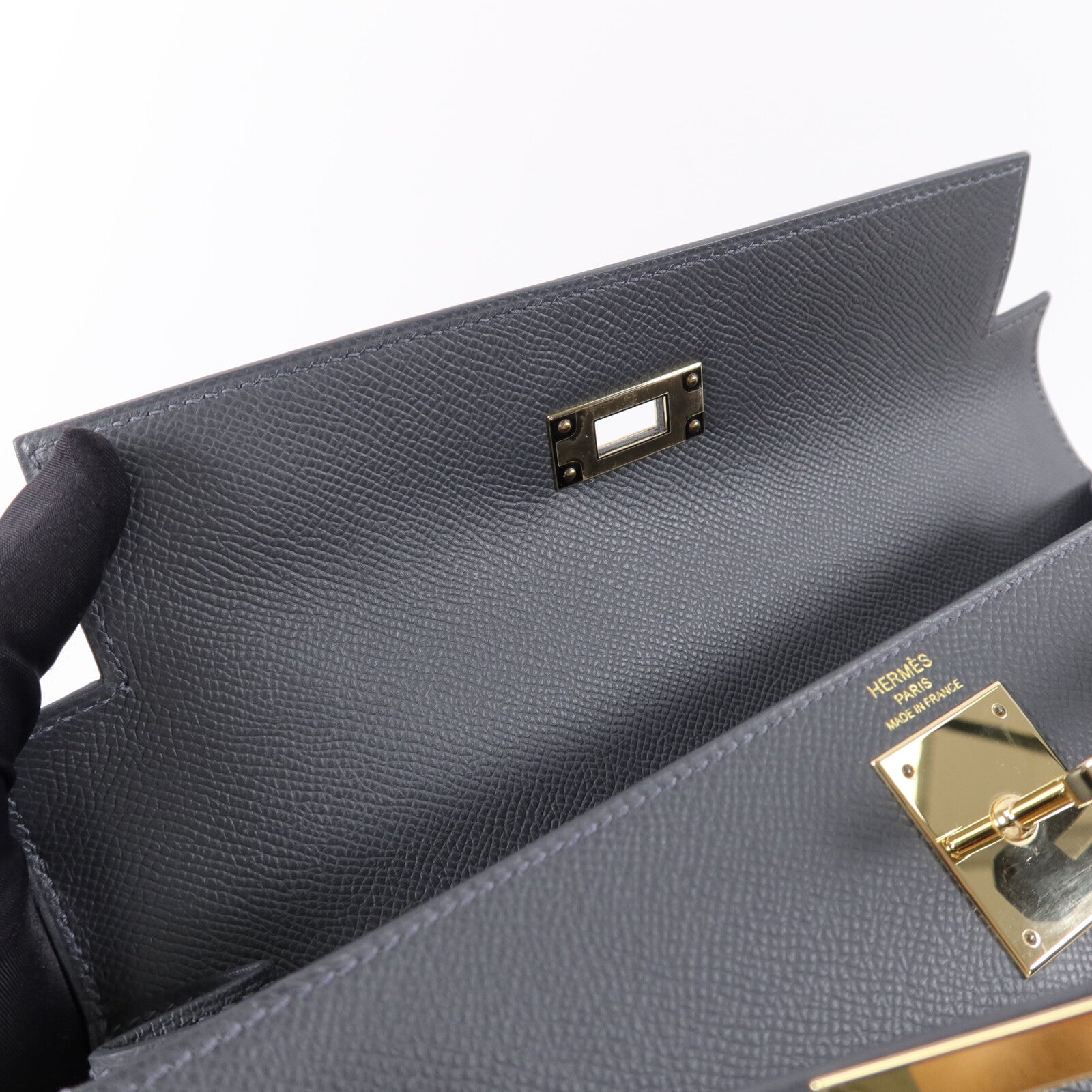 HERMES Epsom皮革Kelly 28手挽肩背兩用袋Ardoise