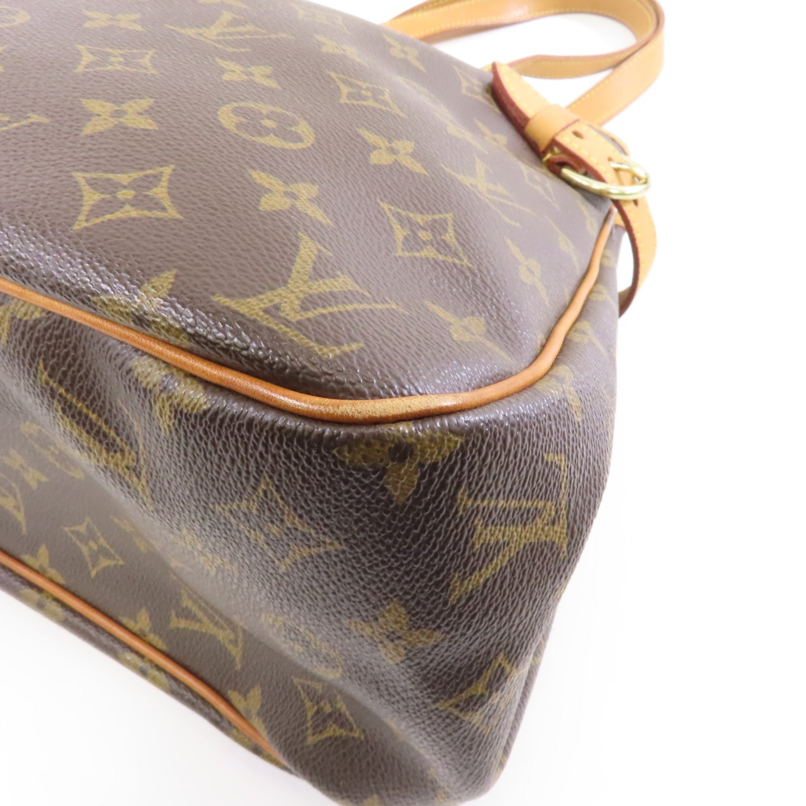 LOUIS VUITTON Monogram Batignolles Horizontal金扣手挽袋棕色