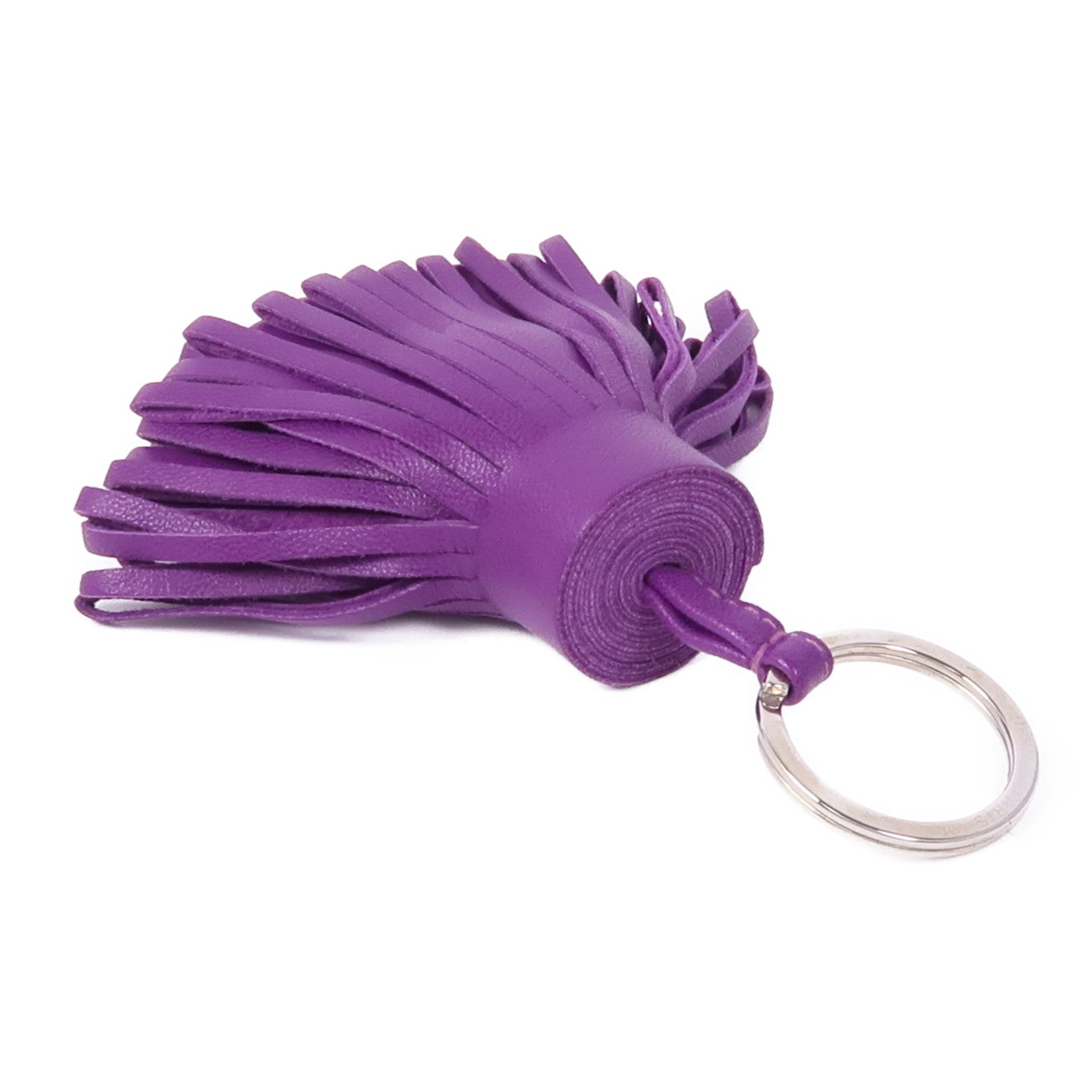 HERMES Milo皮革Carmen Key Ring銀扣鑰匙圈Violet