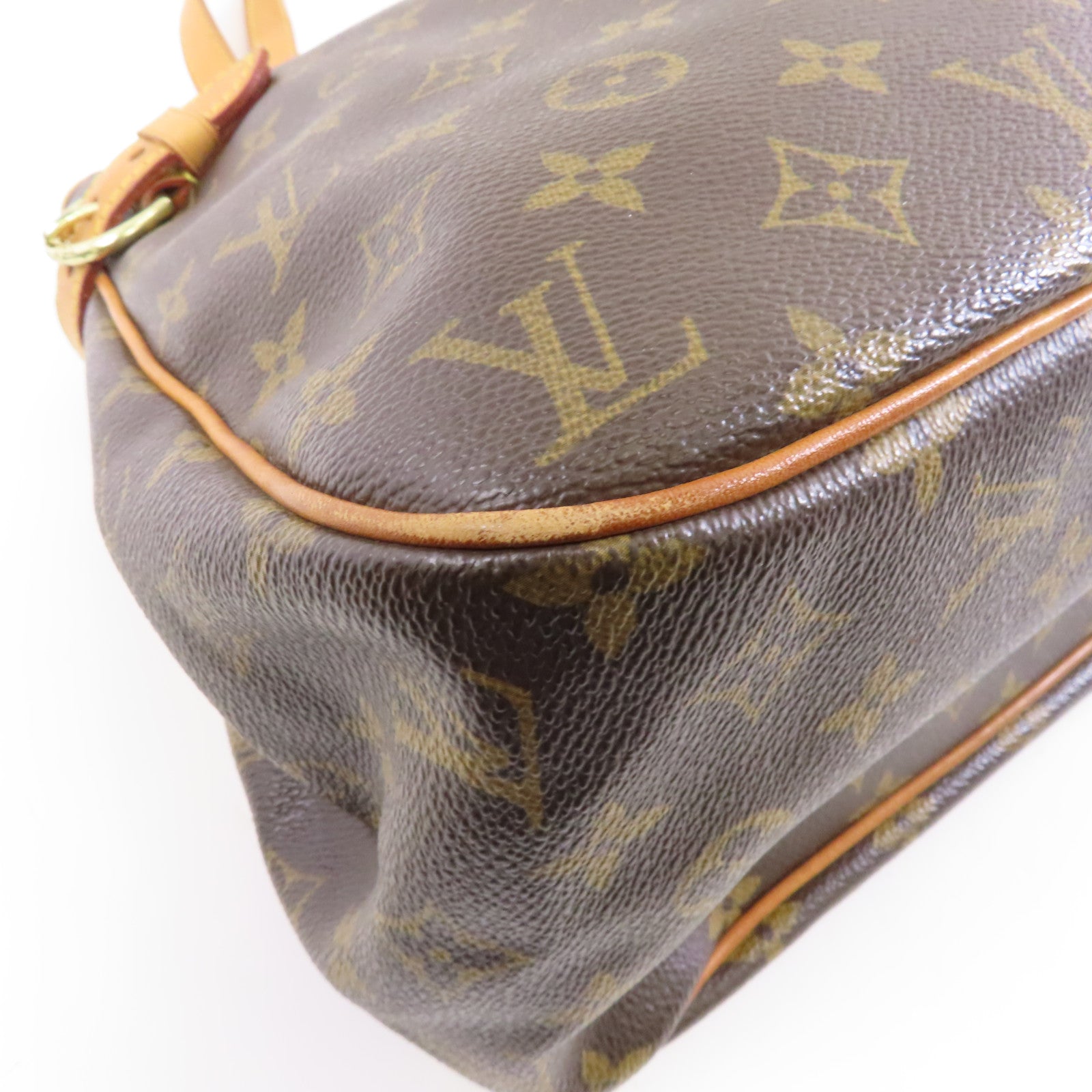 LOUIS VUITTON Monogram Batignolles Horizontal金扣手挽袋棕色