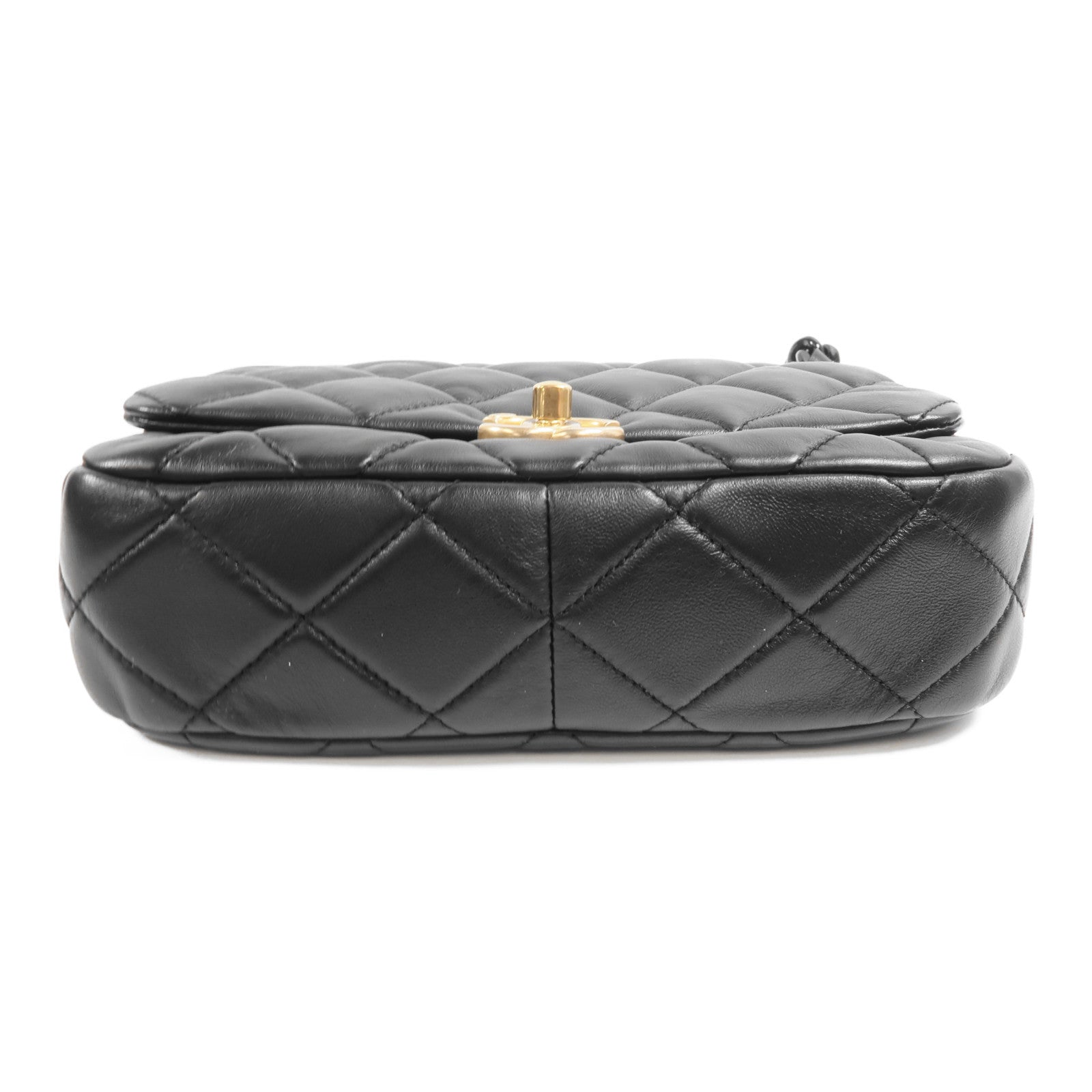 CHANEL 羊皮皮革Flap Bag金扣鏈帶肩背袋