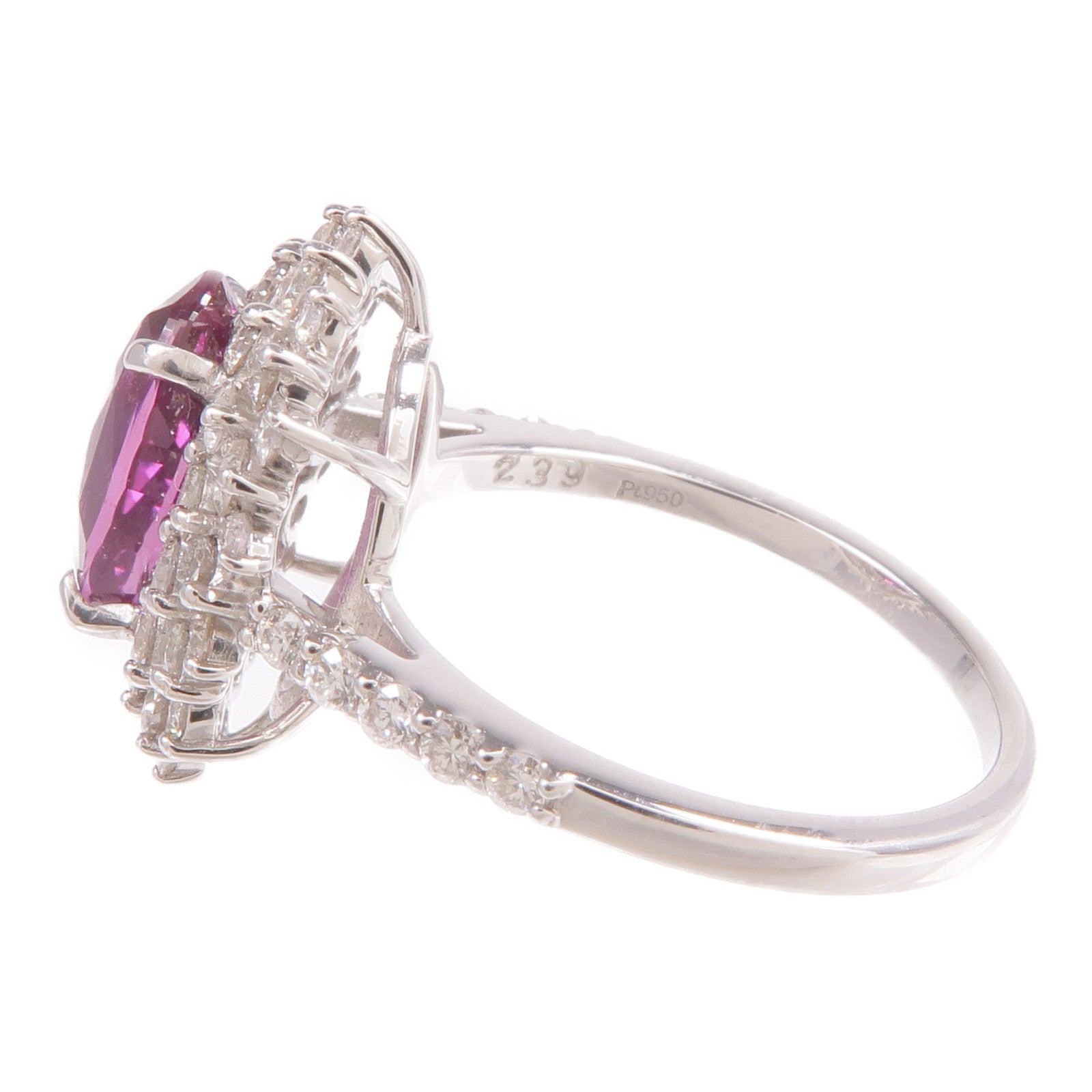 JEWELRY PT950鉑金Sapphire Diamond Ring紫色藍寶石/鑽石戒指US#5.75