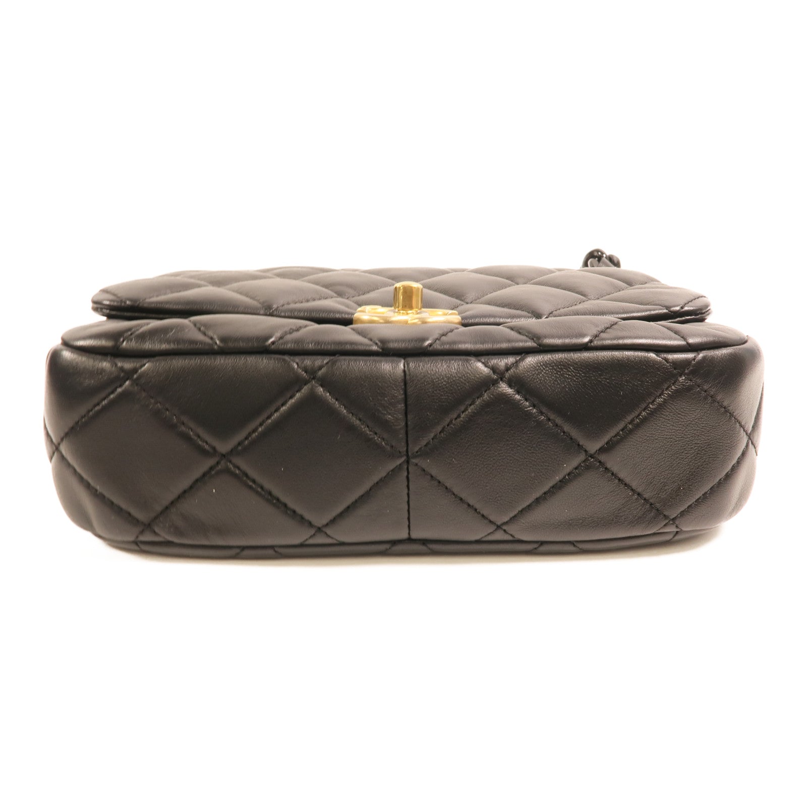 CHANEL 羊皮皮革Flap Bag金扣鏈帶肩背袋