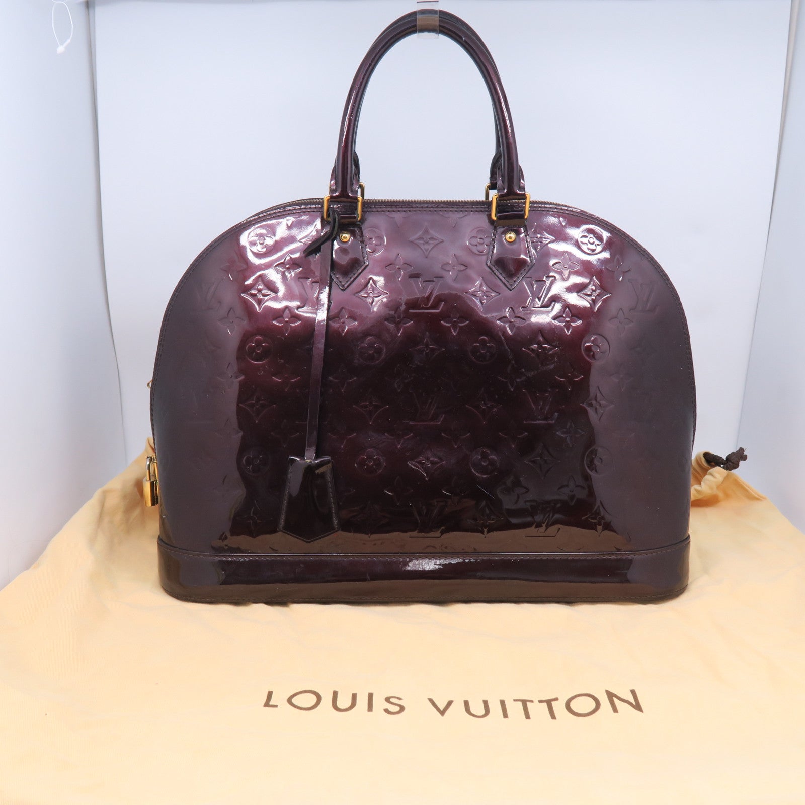 LOUIS VUITTON **【清倉大減價】Monogram Vernis Alma MM金扣手挽袋酒紅色