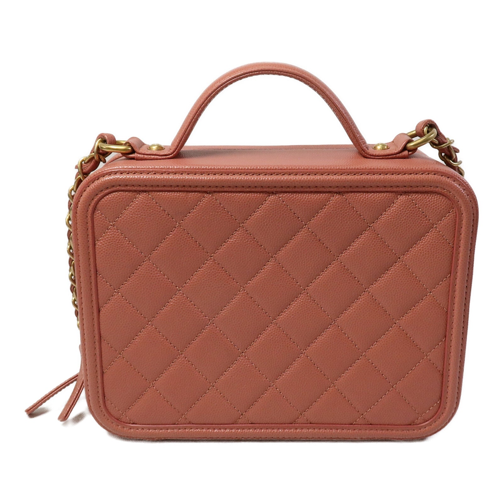 CHANEL 牛皮皮革Vanity Case鏈帶手挽肩背兩用袋