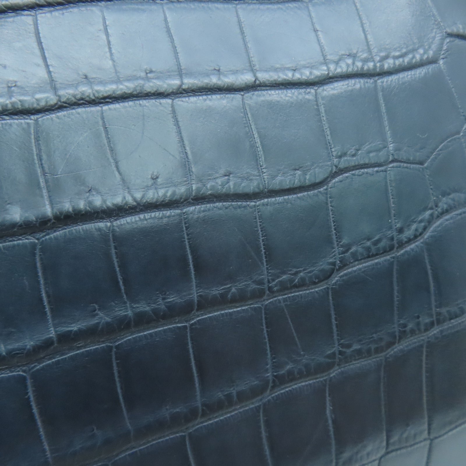 HERMES 【激減優惠】鱷魚皮革Kelly 35銀扣手挽袋Blue Abysse深淵藍色