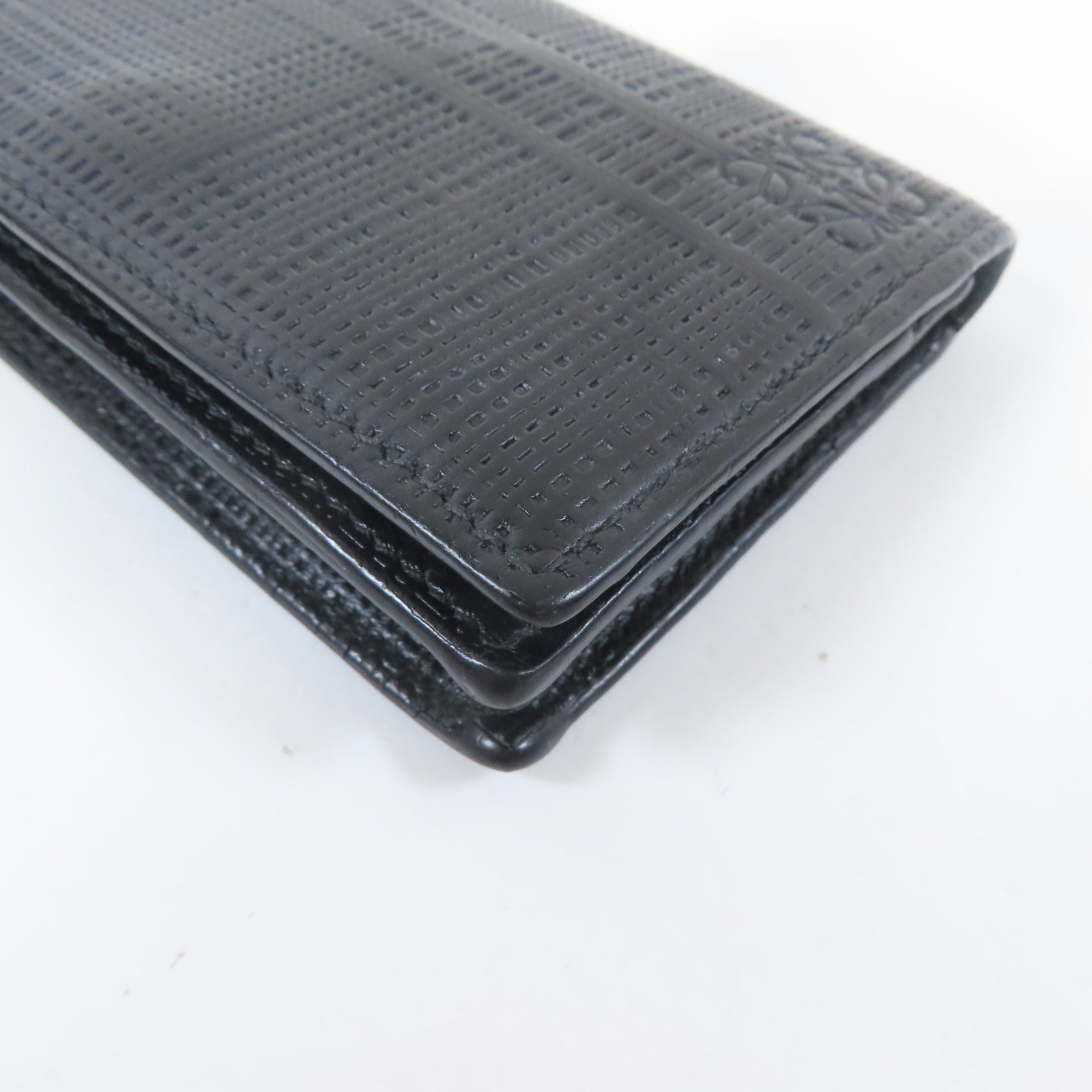 LOEWE 皮革Card Case銀扣卡片套黑色