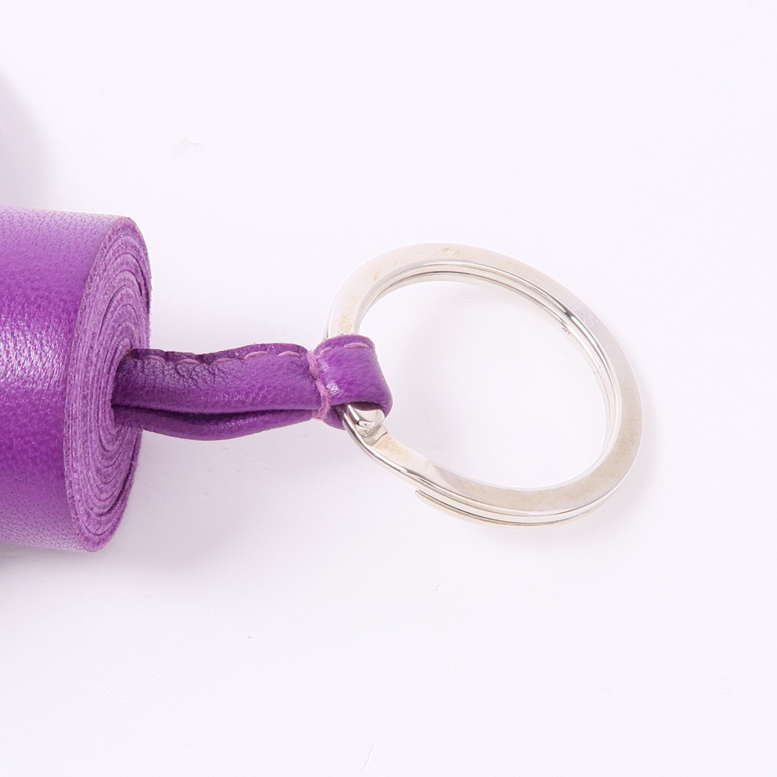 HERMES Milo皮革Carmen Key Ring銀扣鑰匙圈Violet