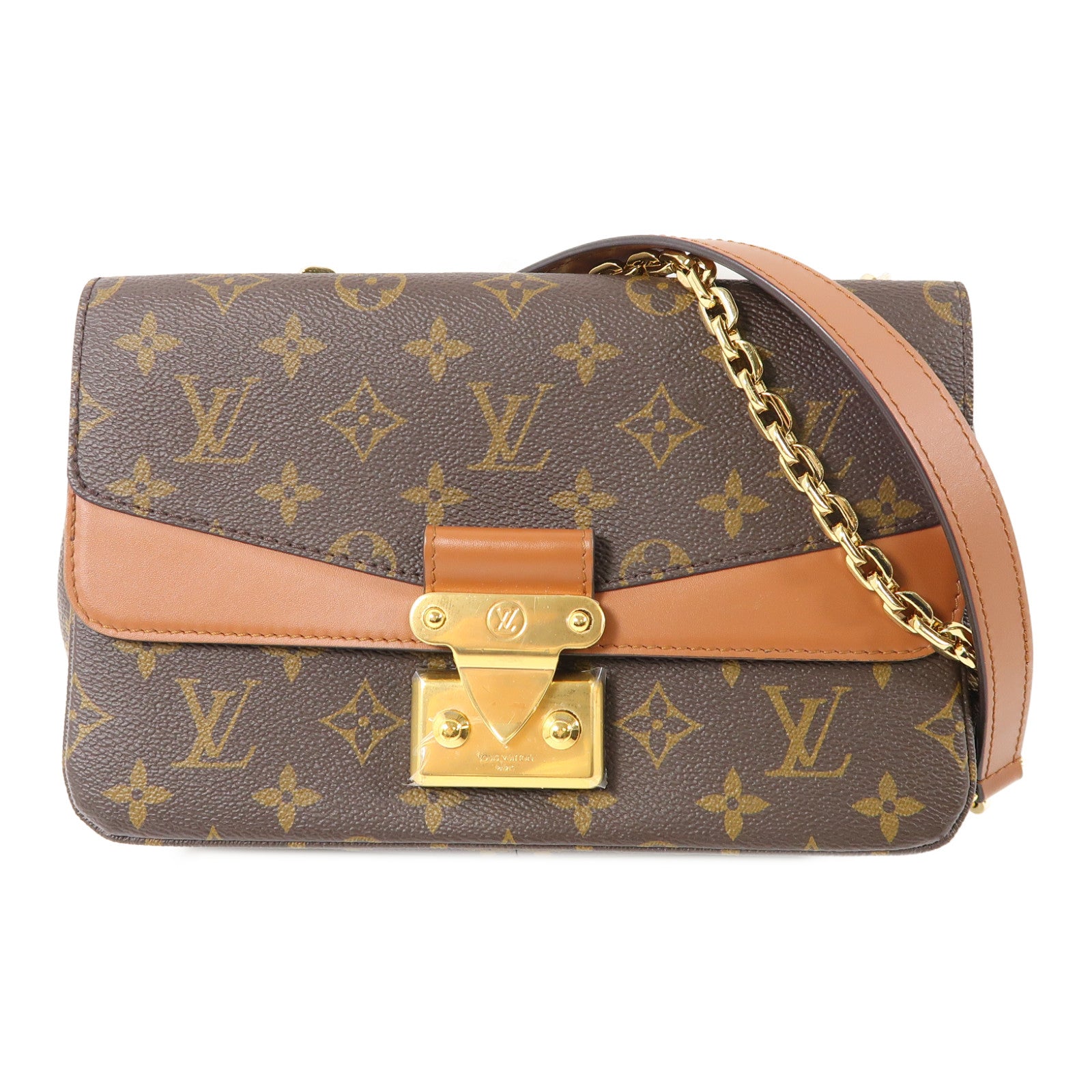 LOUIS VUITTON Monogram Marceau金扣鏈帶肩背袋棕色