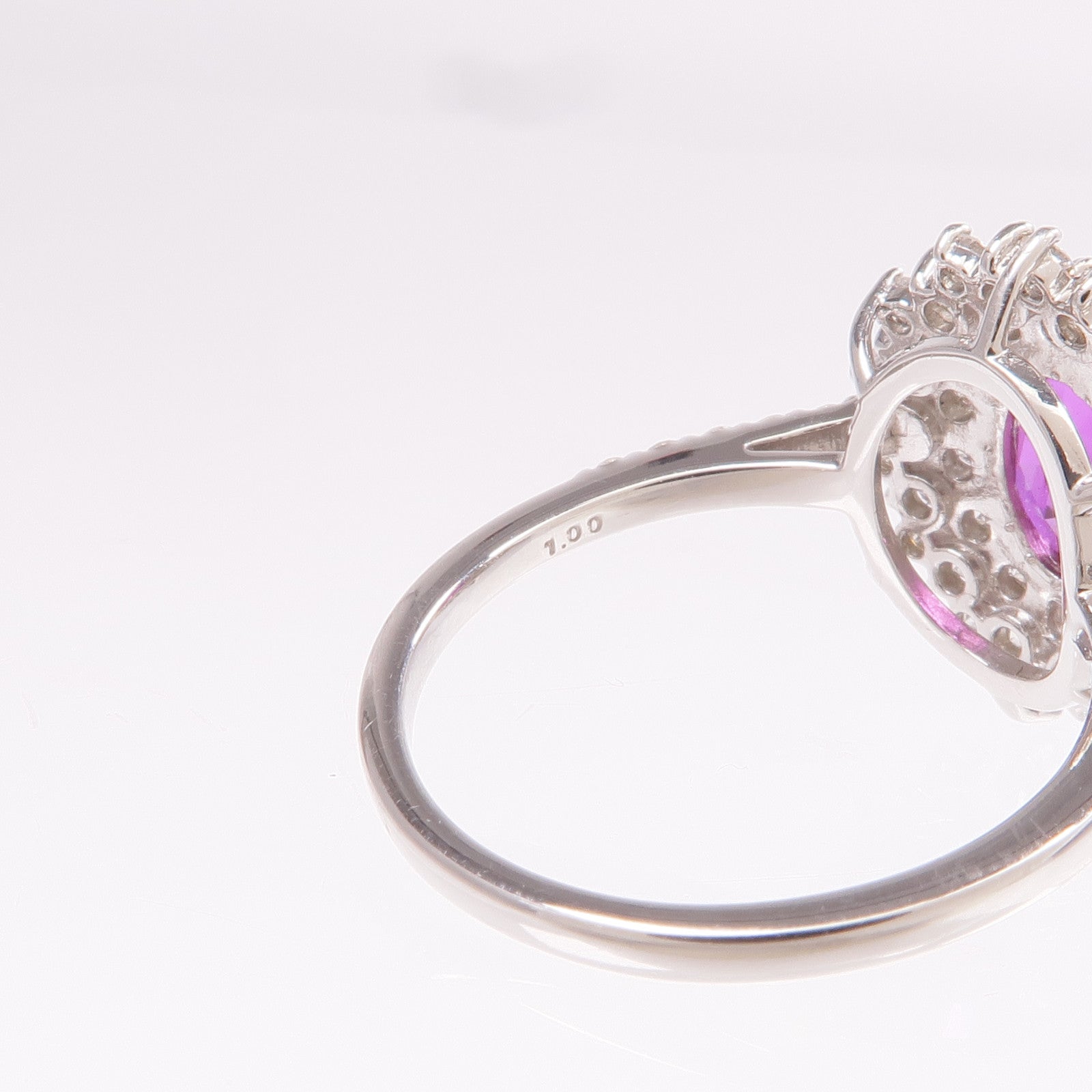 JEWELRY PT950鉑金Sapphire Diamond Ring紫色藍寶石/鑽石戒指US#5.75
