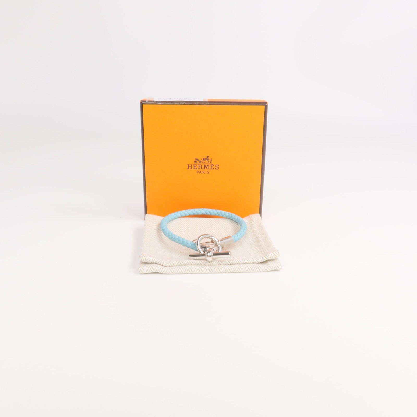 HERMES Swift皮革Glenan Bracelet銀扣手帶