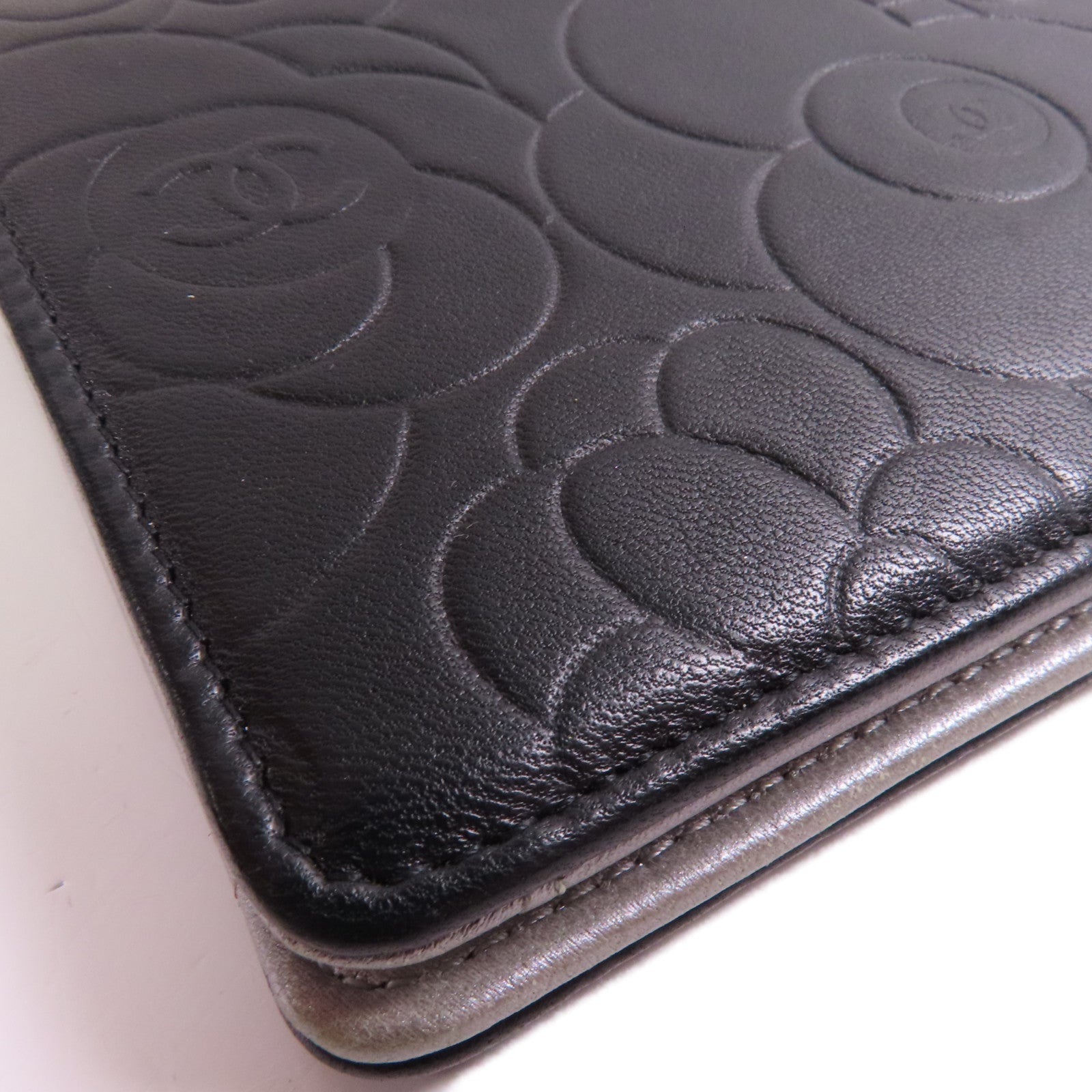 CHANEL 羊皮皮革Long Wallet銀扣錢包
