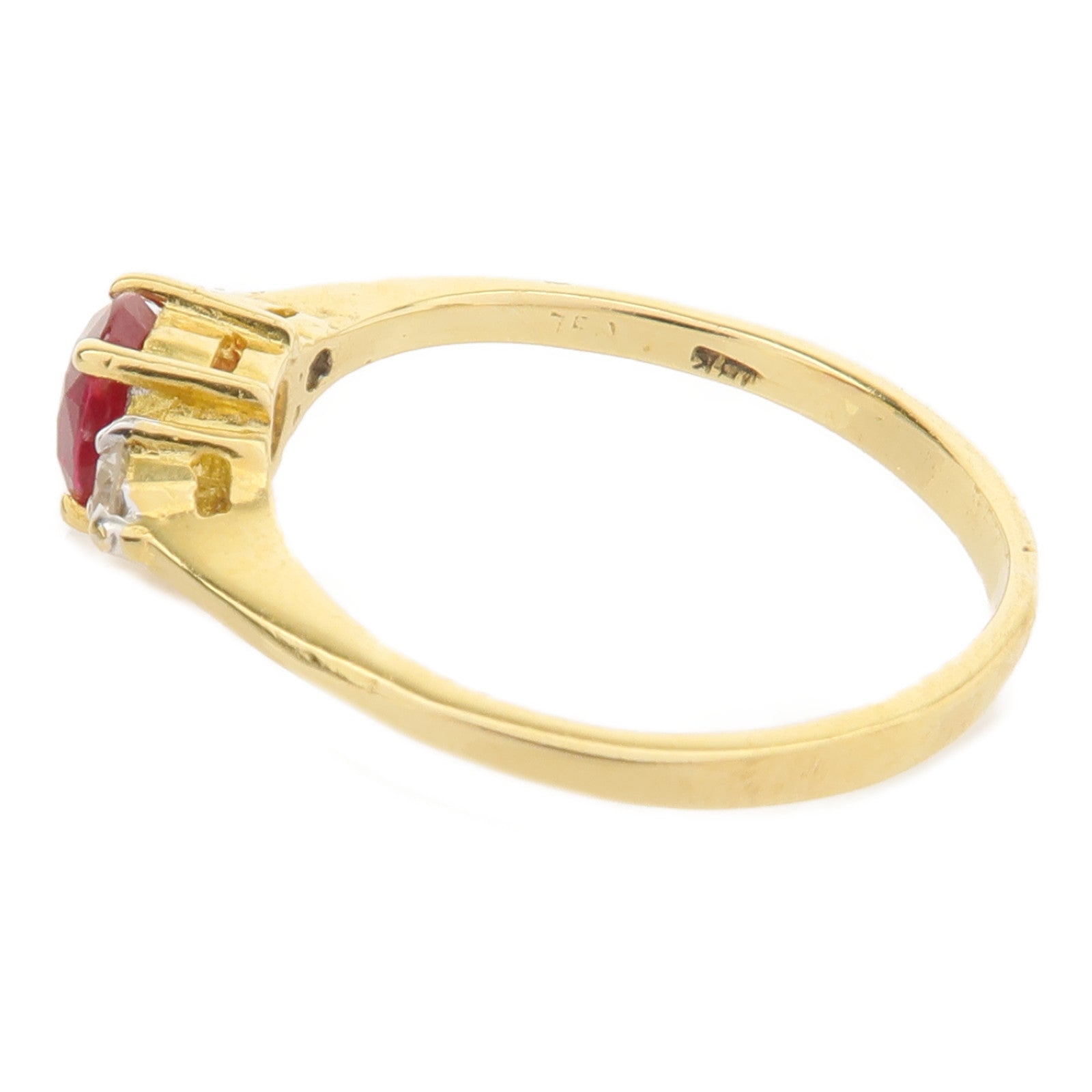 JEWELRY 18K黃金Diamond Ruby Ring紅寶石/鑽石戒指US#5.25