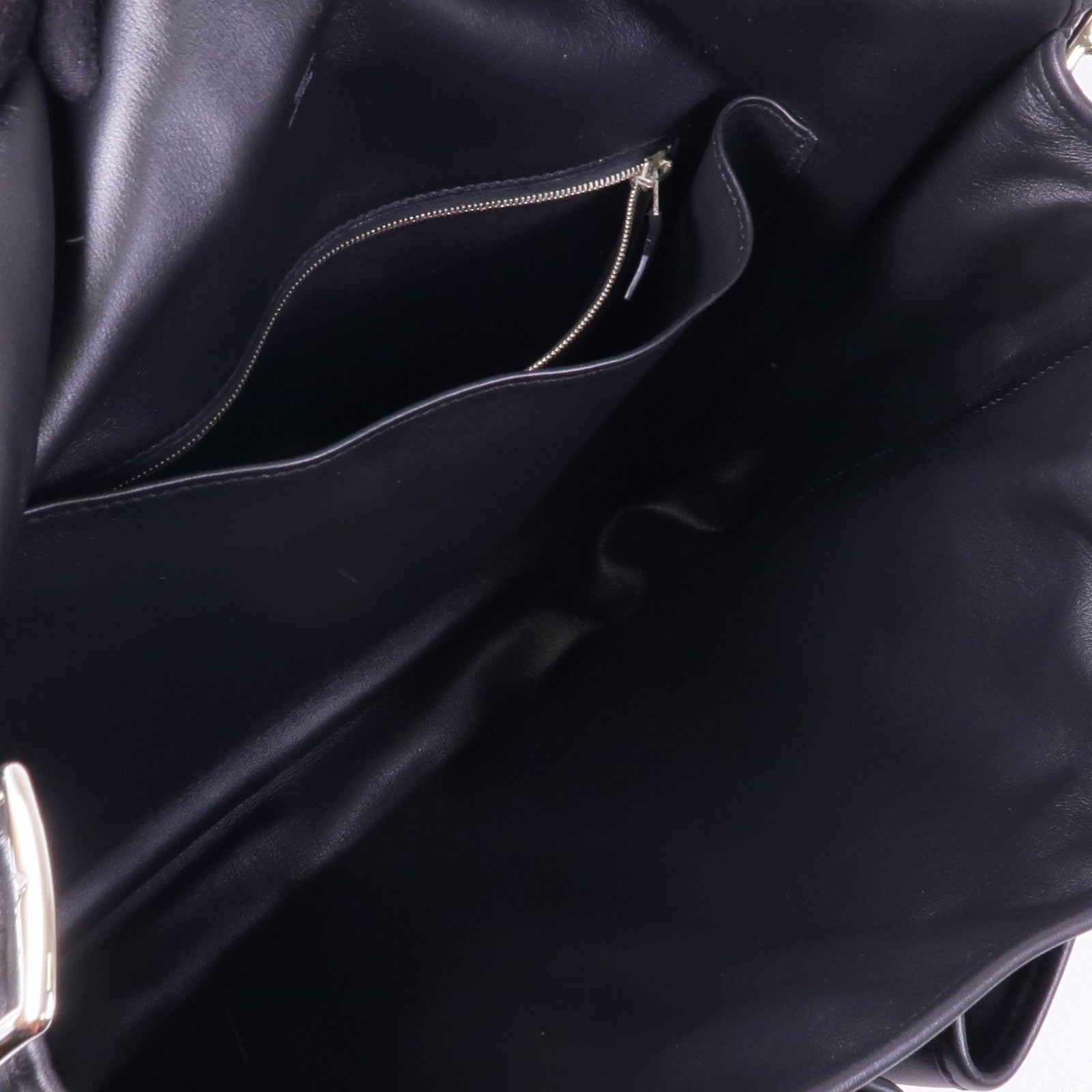 HERMES Swift皮革Barda銀扣肩背袋/斜挎包Noir