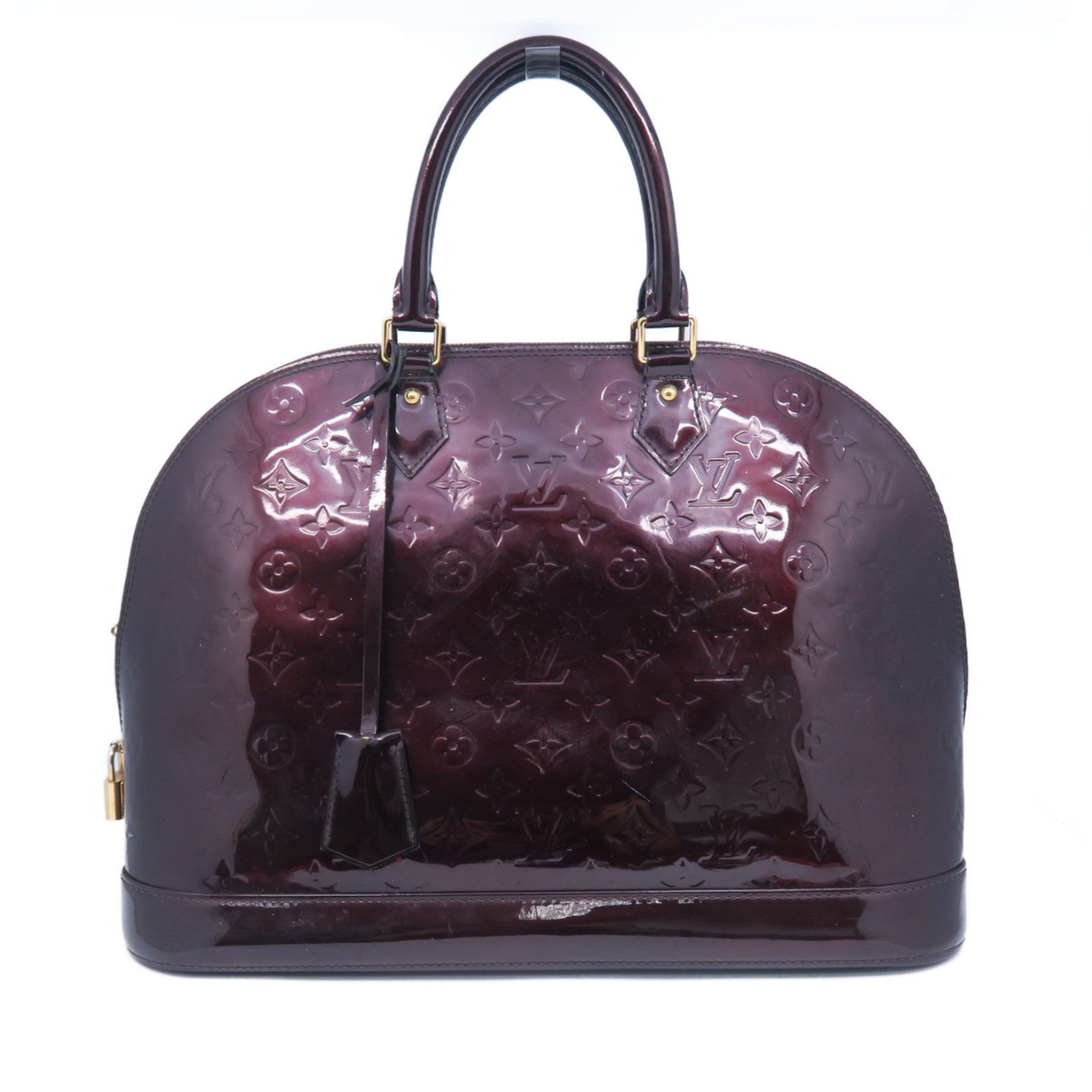 LOUIS VUITTON **【清倉大減價】Monogram Vernis Alma MM金扣手挽袋酒紅色